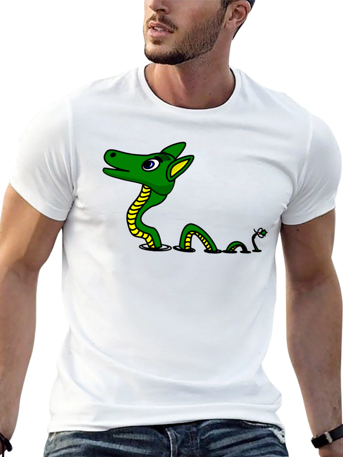 Loch Ness Monster Graphic Tee - Black Cotton T-Shirt