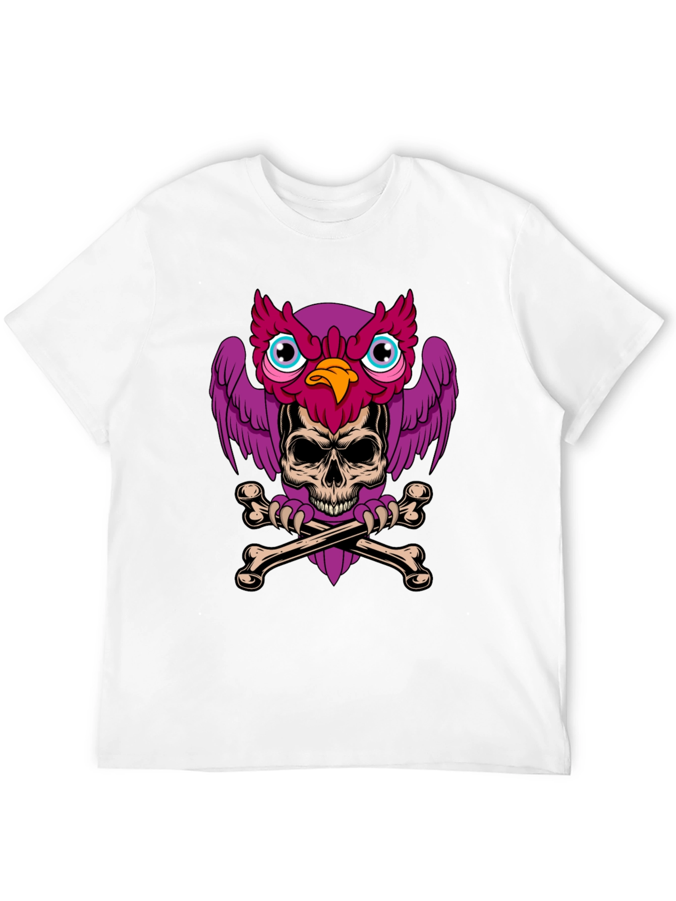 Skull Owl Graphic Print Tee