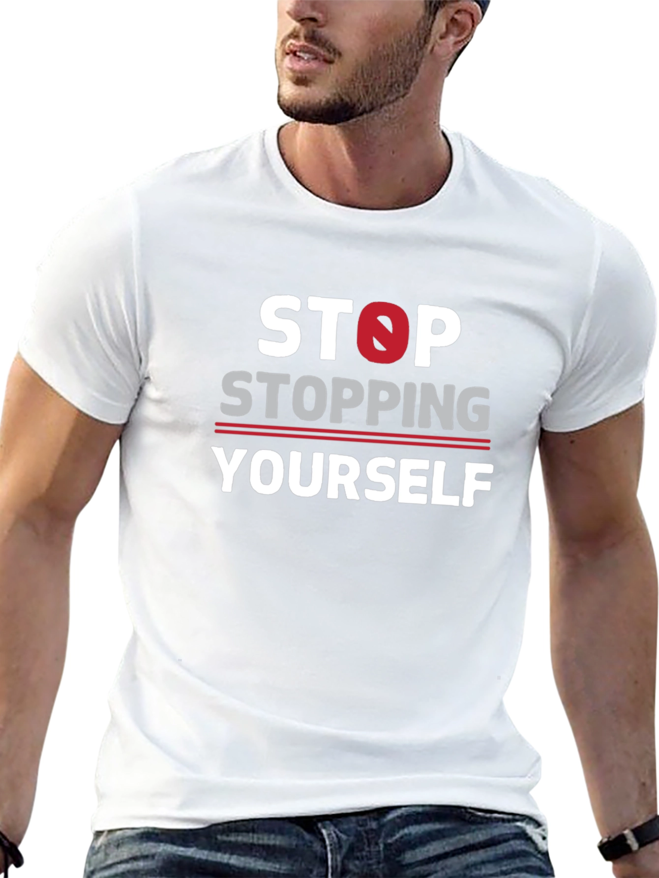 Stop Stopping Yourself Black Graphic T-Shirt