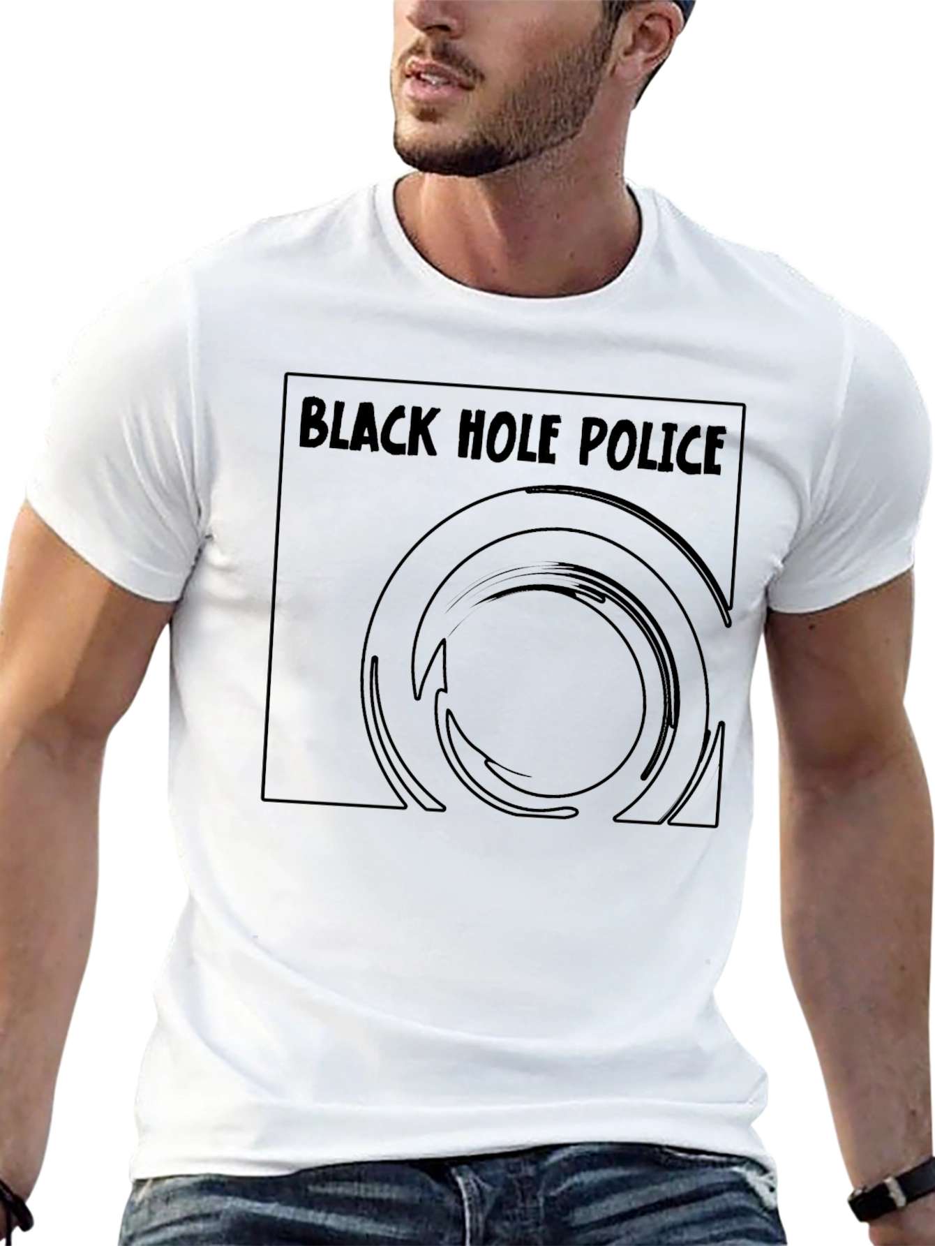 Black Hole Police Graphic T-Shirt - Classic Style