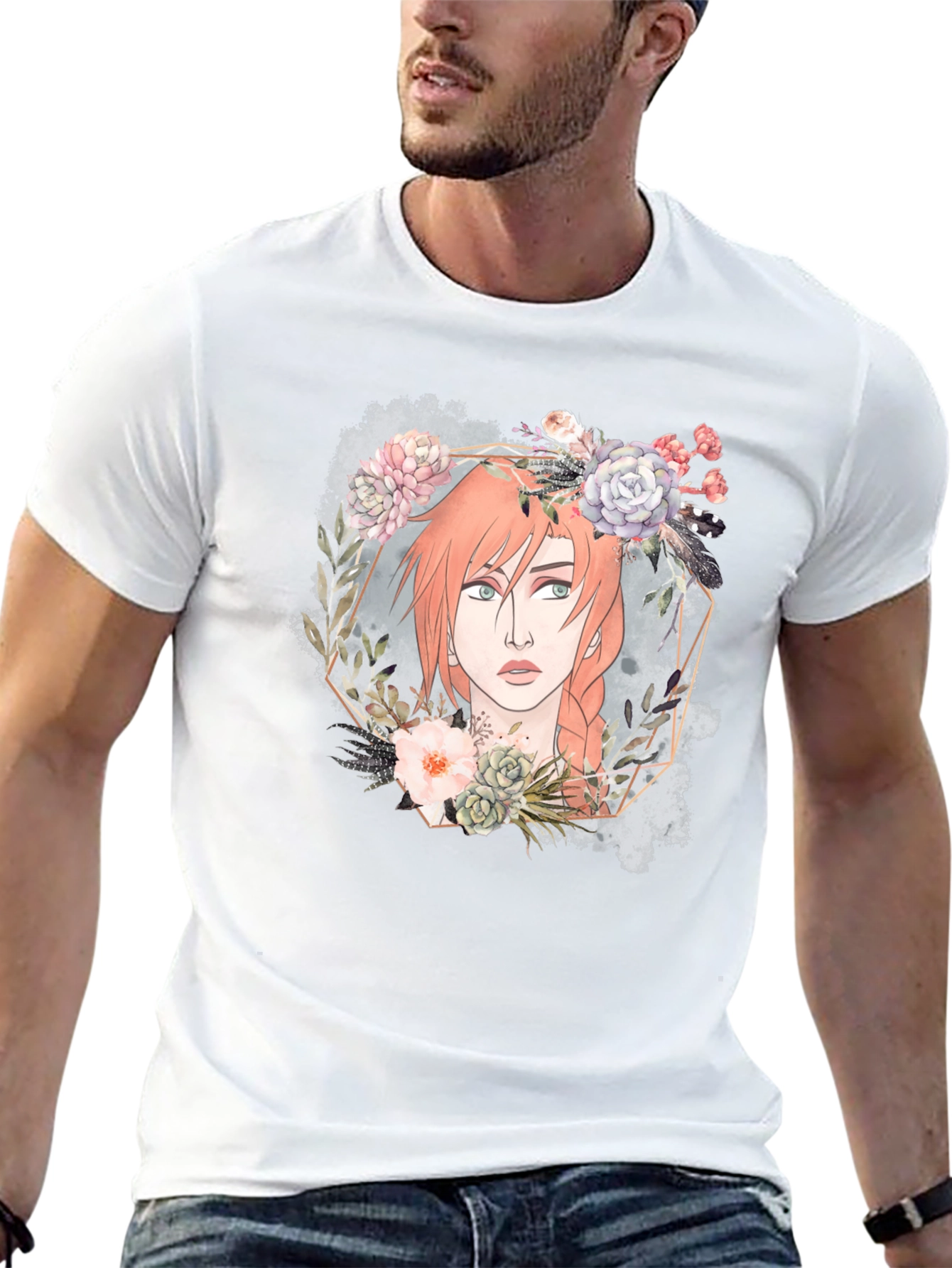 Floral Crown Girl Graphic Tee - Unique Design