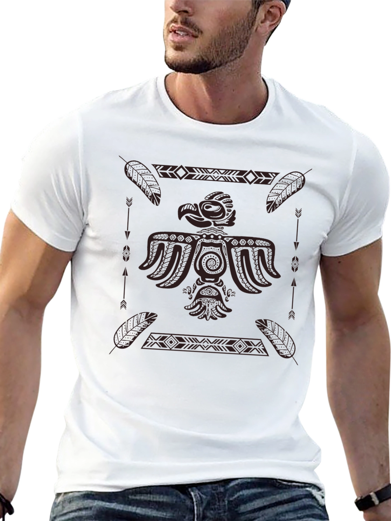 Tribal Eagle Graphic Tee - Black