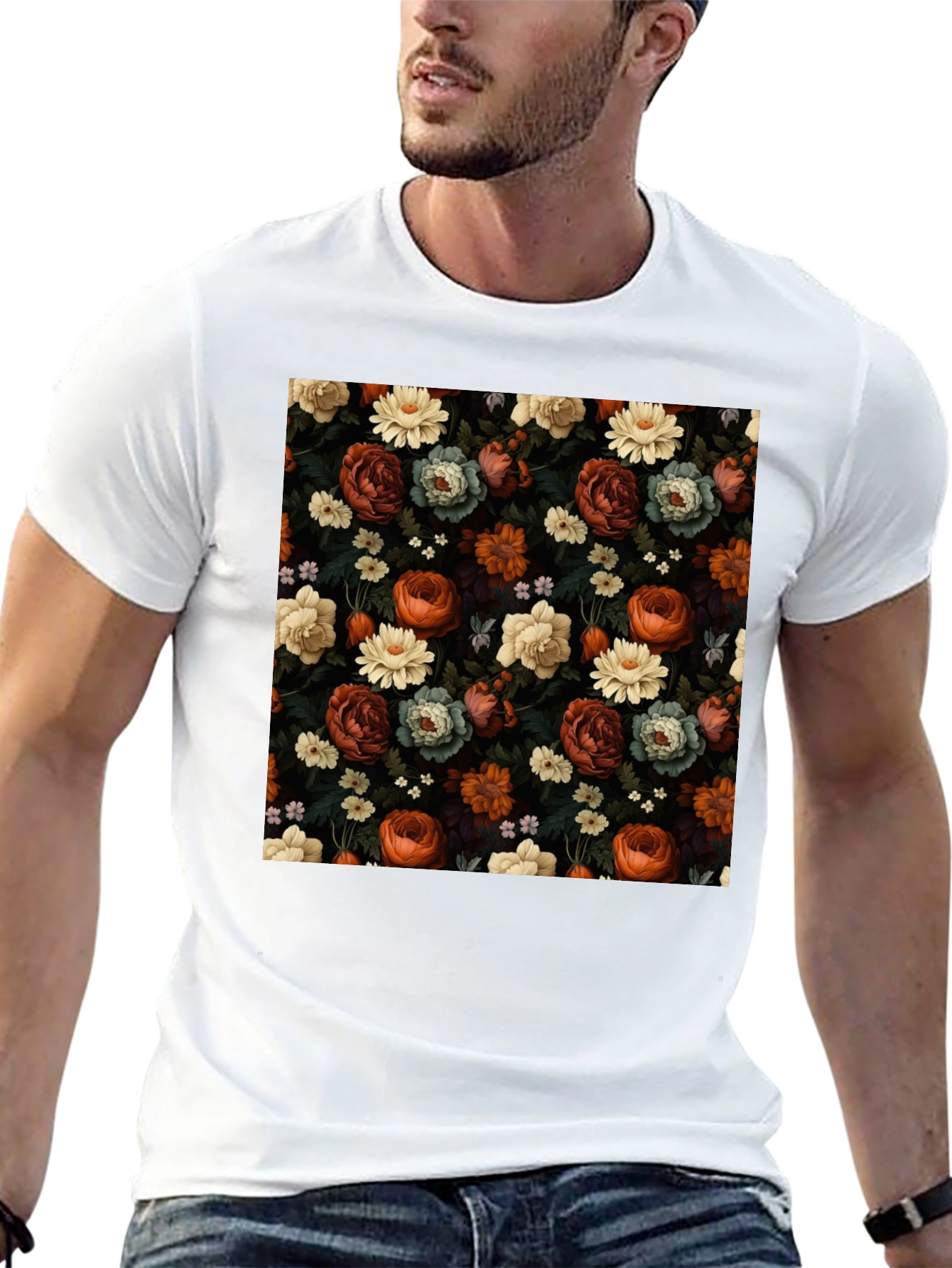 Floral Print Mens T-Shirt