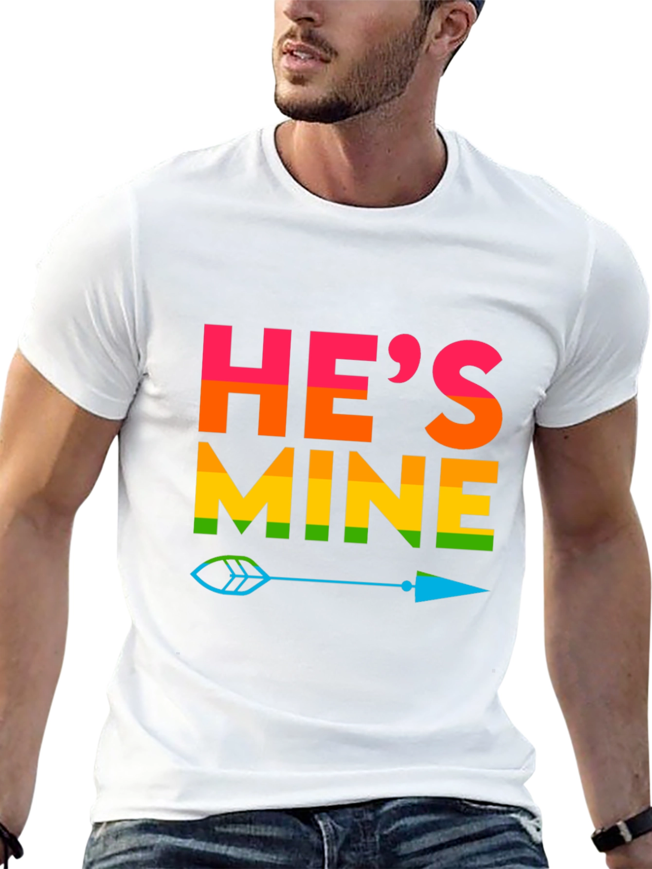 Hes Mine Pride T-Shirt LGBTQ Rainbow Arrow Tee
