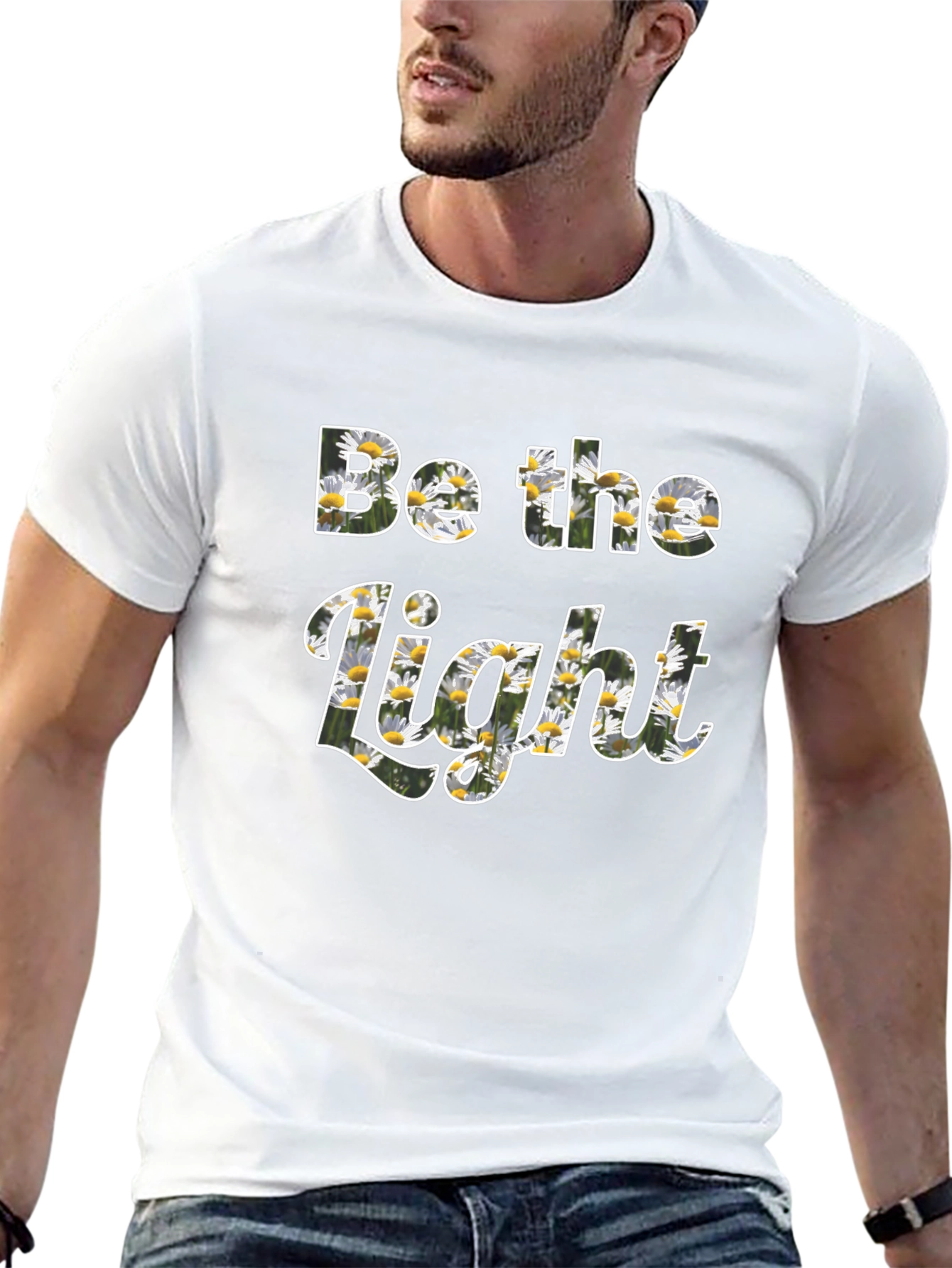 Be the Light Floral Print Black T-Shirt