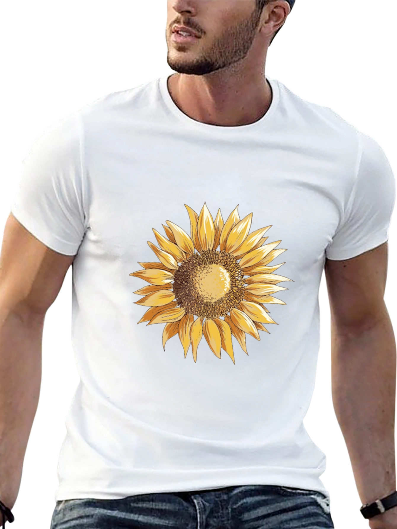Sunflower Graphic Tee - Black Cotton T-Shirt