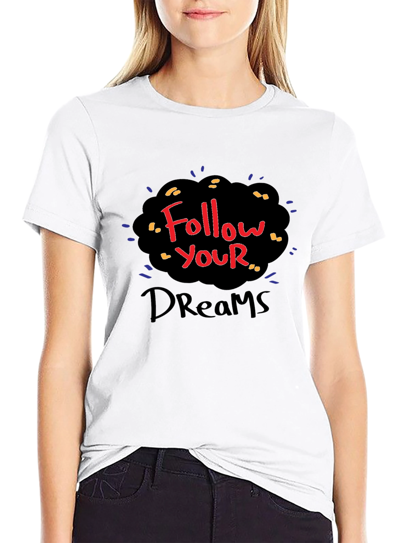 Follow Your Dreams Black Graphic Tee