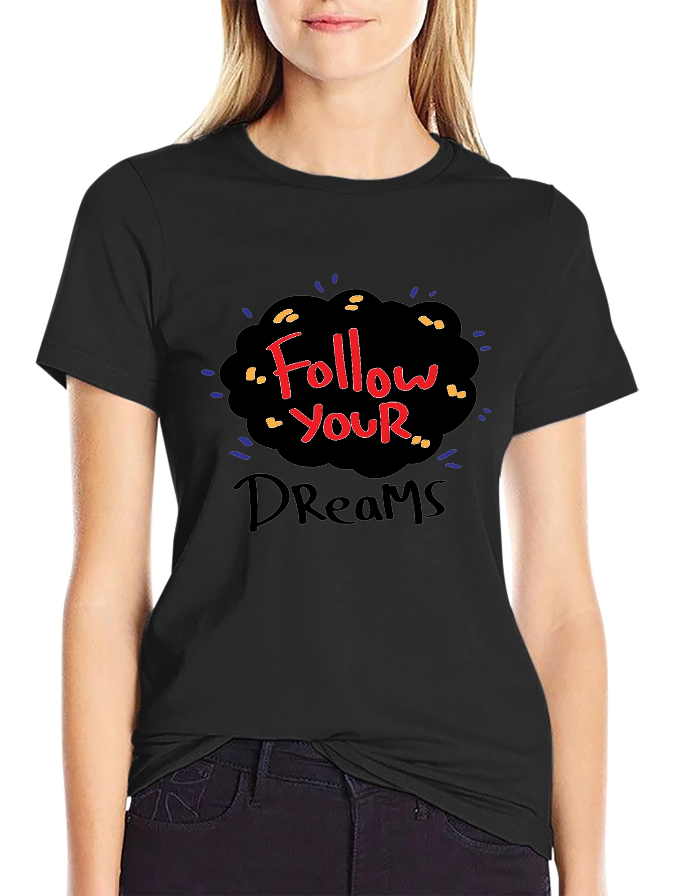 Follow Your Dreams Black Graphic Tee