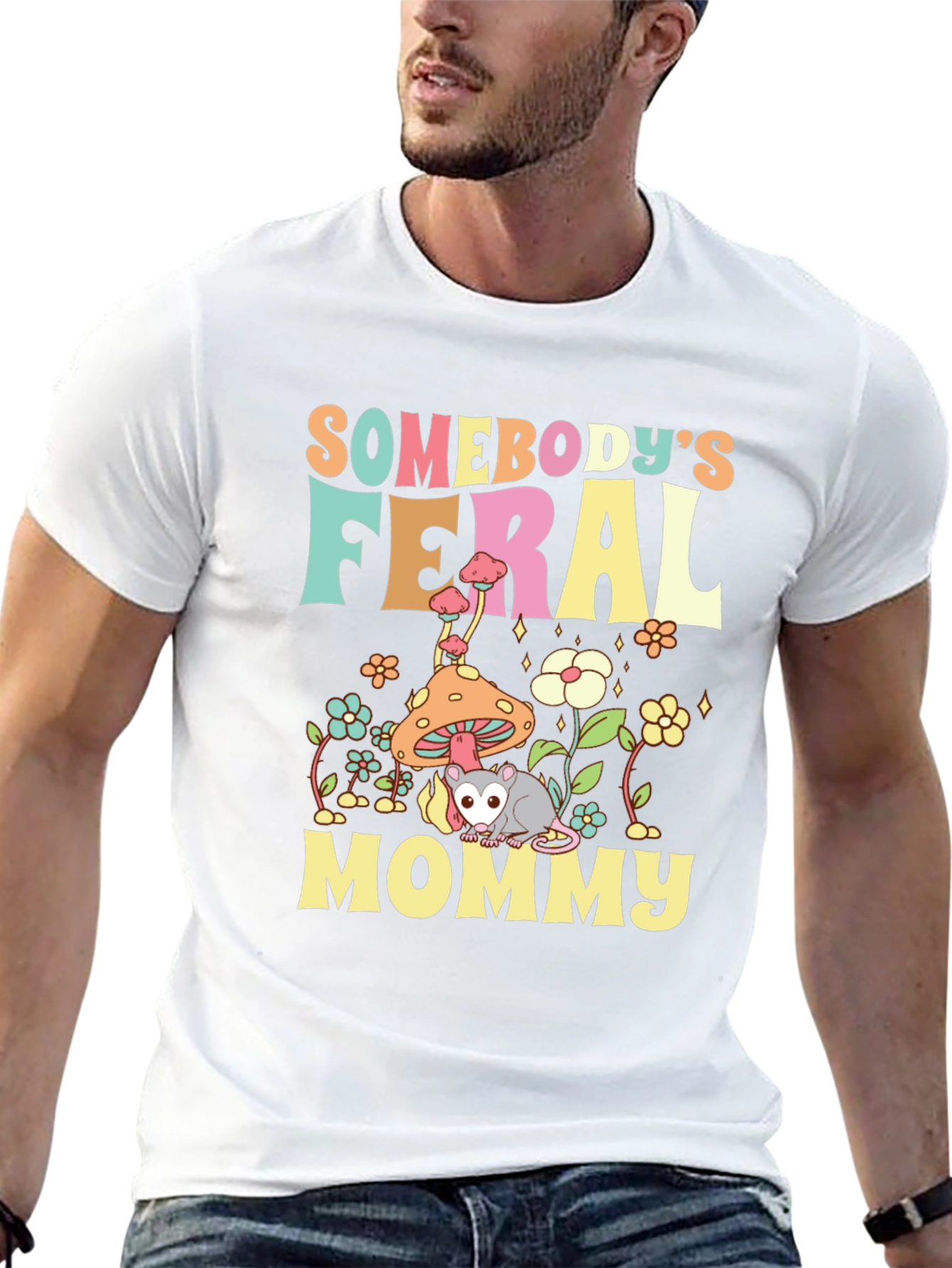 Somebodys Feral Mommy T-Shirt Opossum Graphic Tee