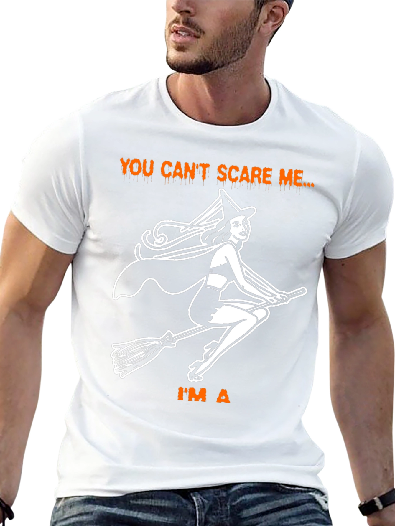 Halloween Witch T-Shirt - You Cant Scare Me
