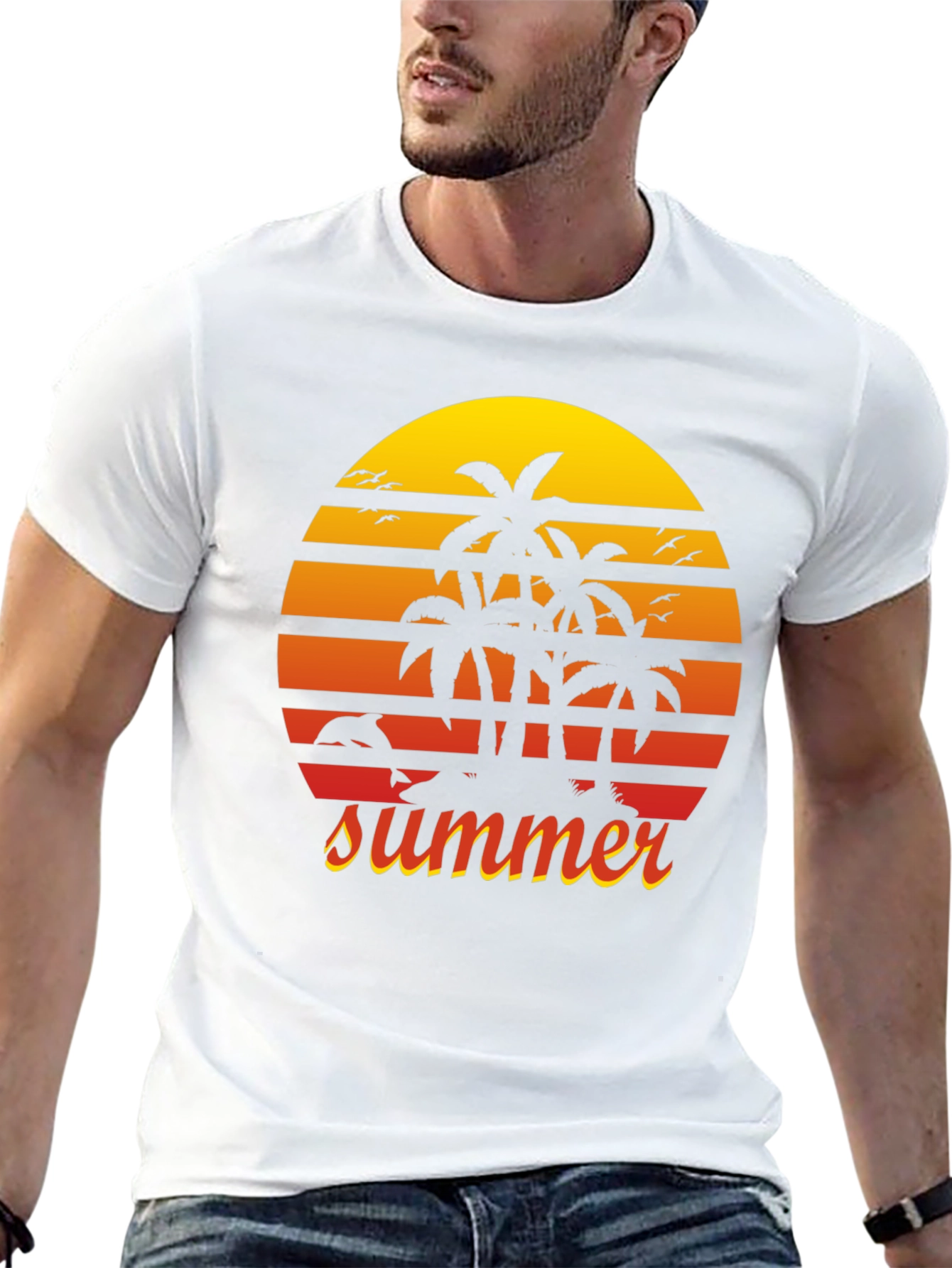 Summer Palm Tree Sunset Graphic Tee