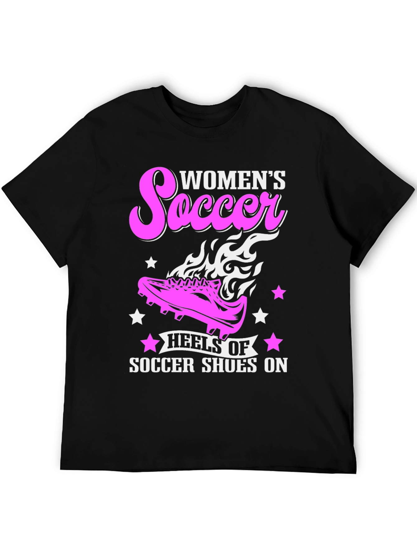 Womens Soccer T-Shirt Heels of Soccer Shoes On