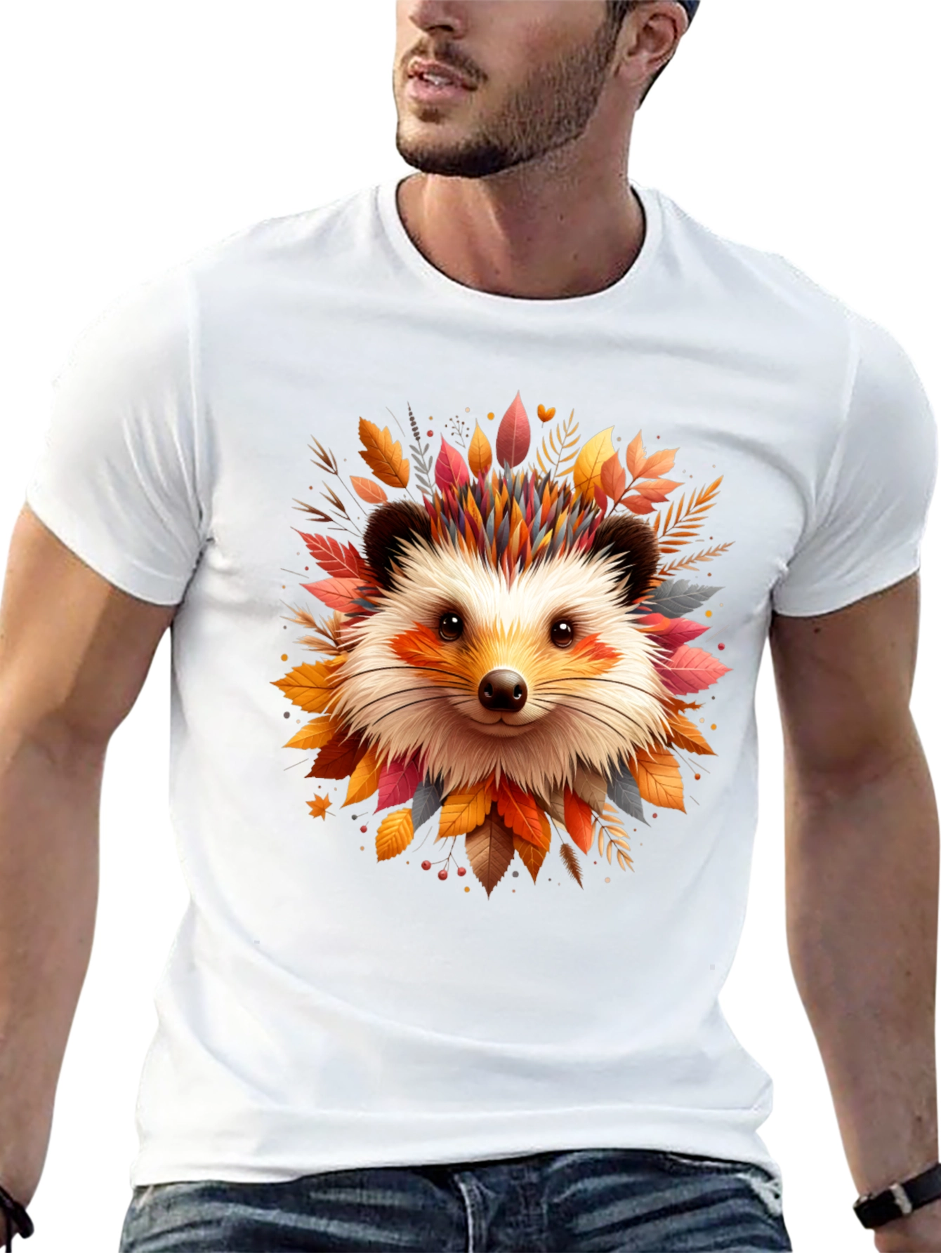 Hedgehog Autumn Leaves T-Shirt