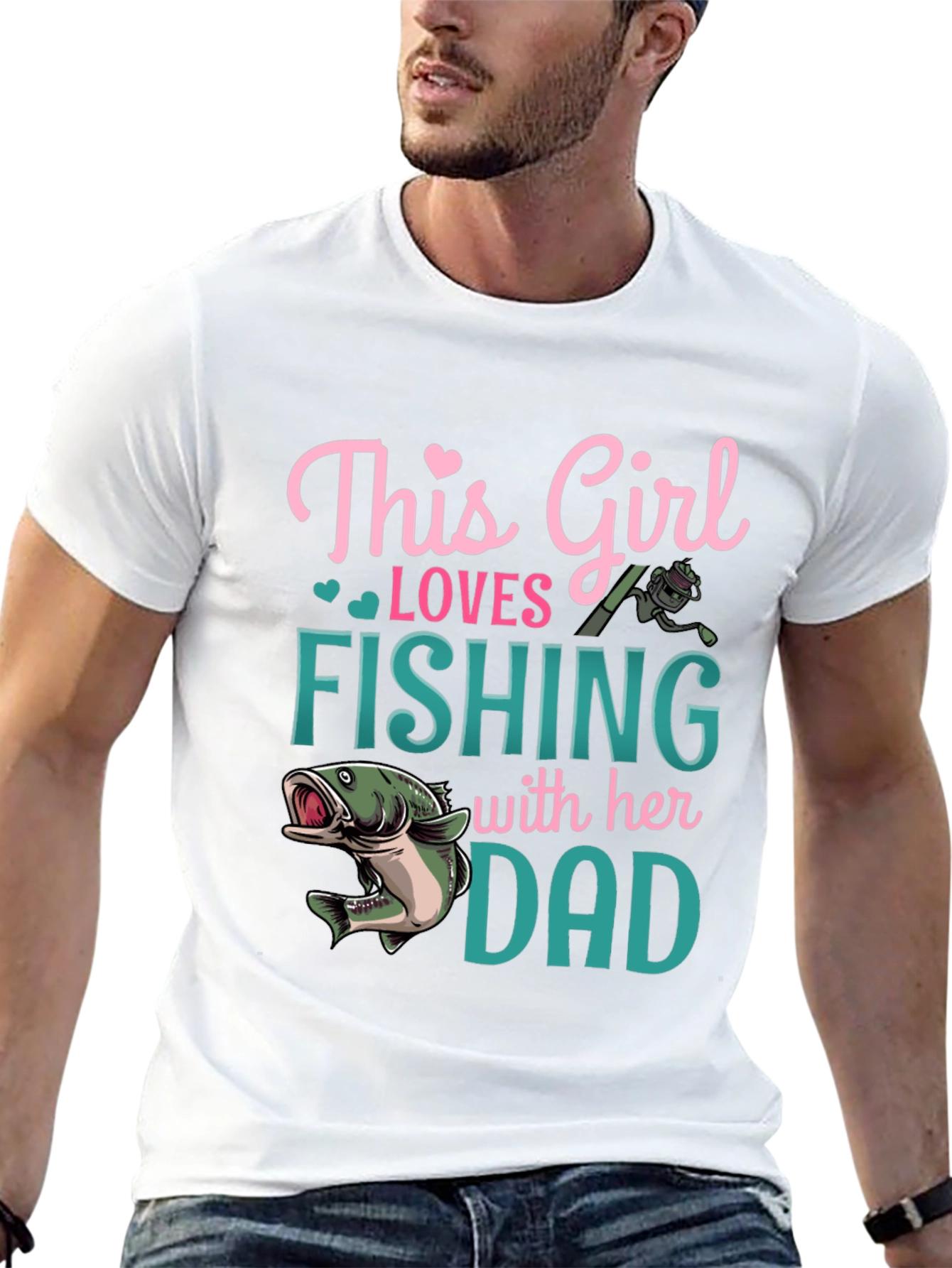 Girl Loves Fishing With Dad Graphic T-Shirt