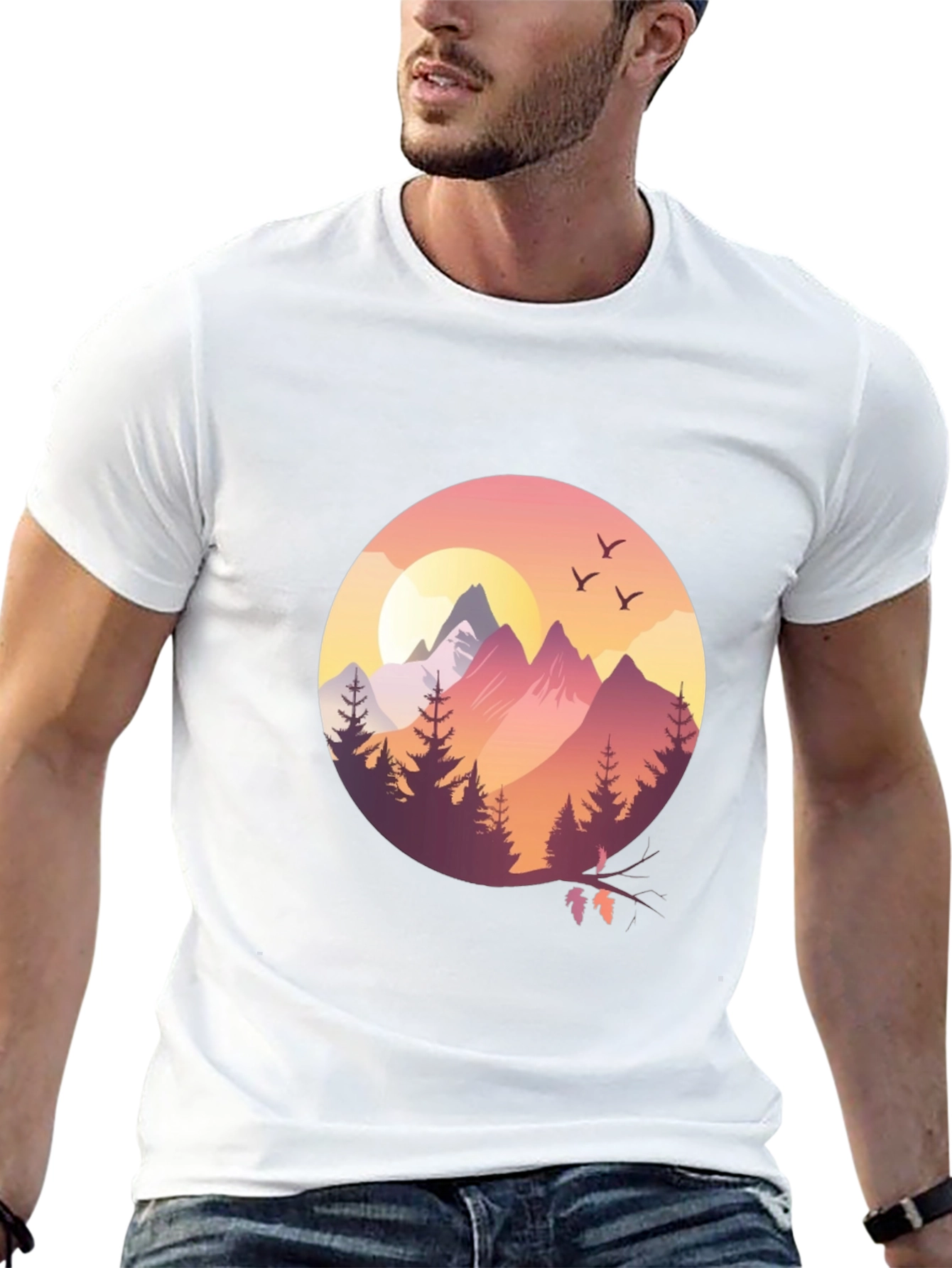 Nature Scene Graphic Tee - Black