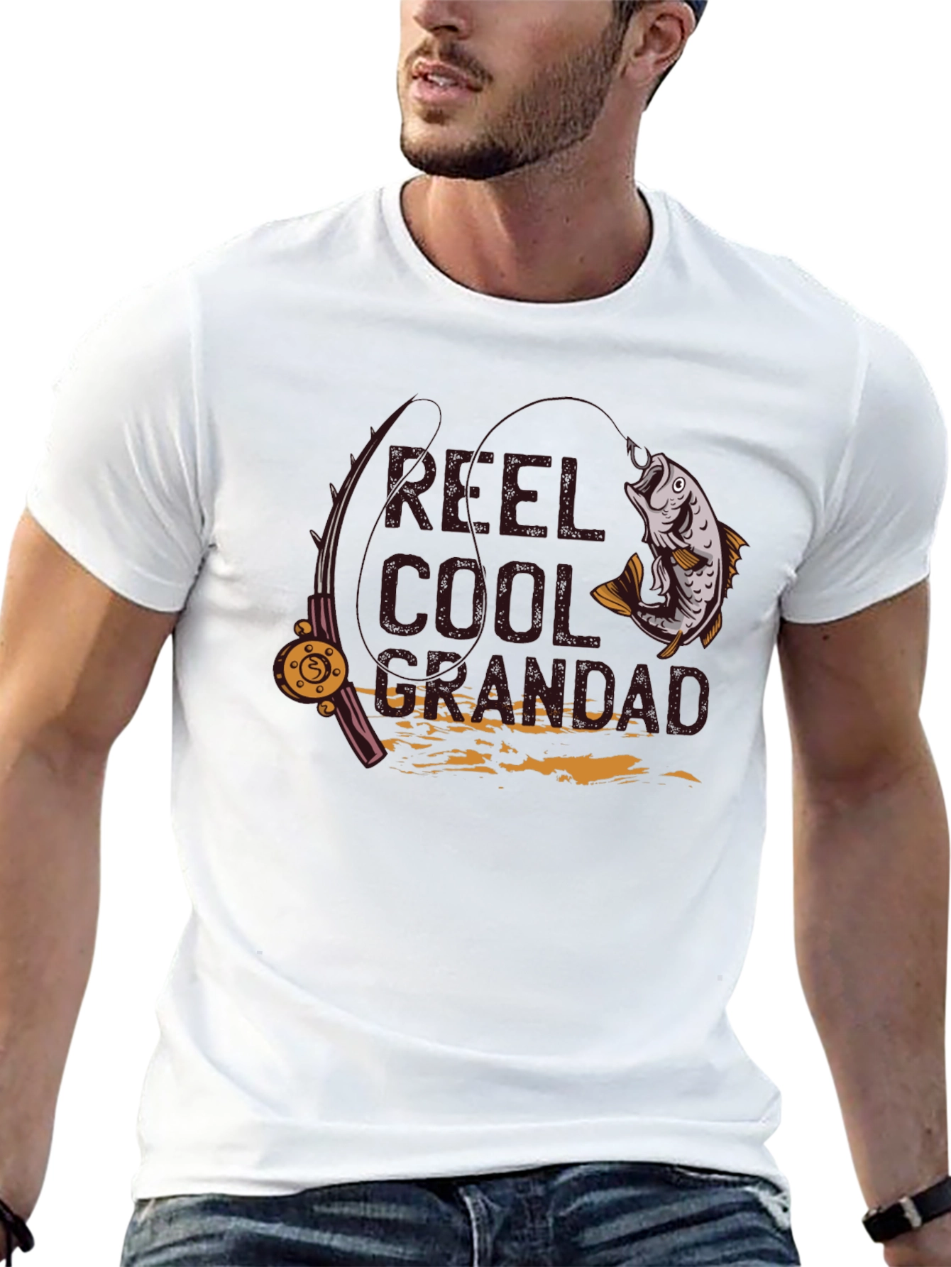 Reel Cool Grandad Fishing T-Shirt - Black