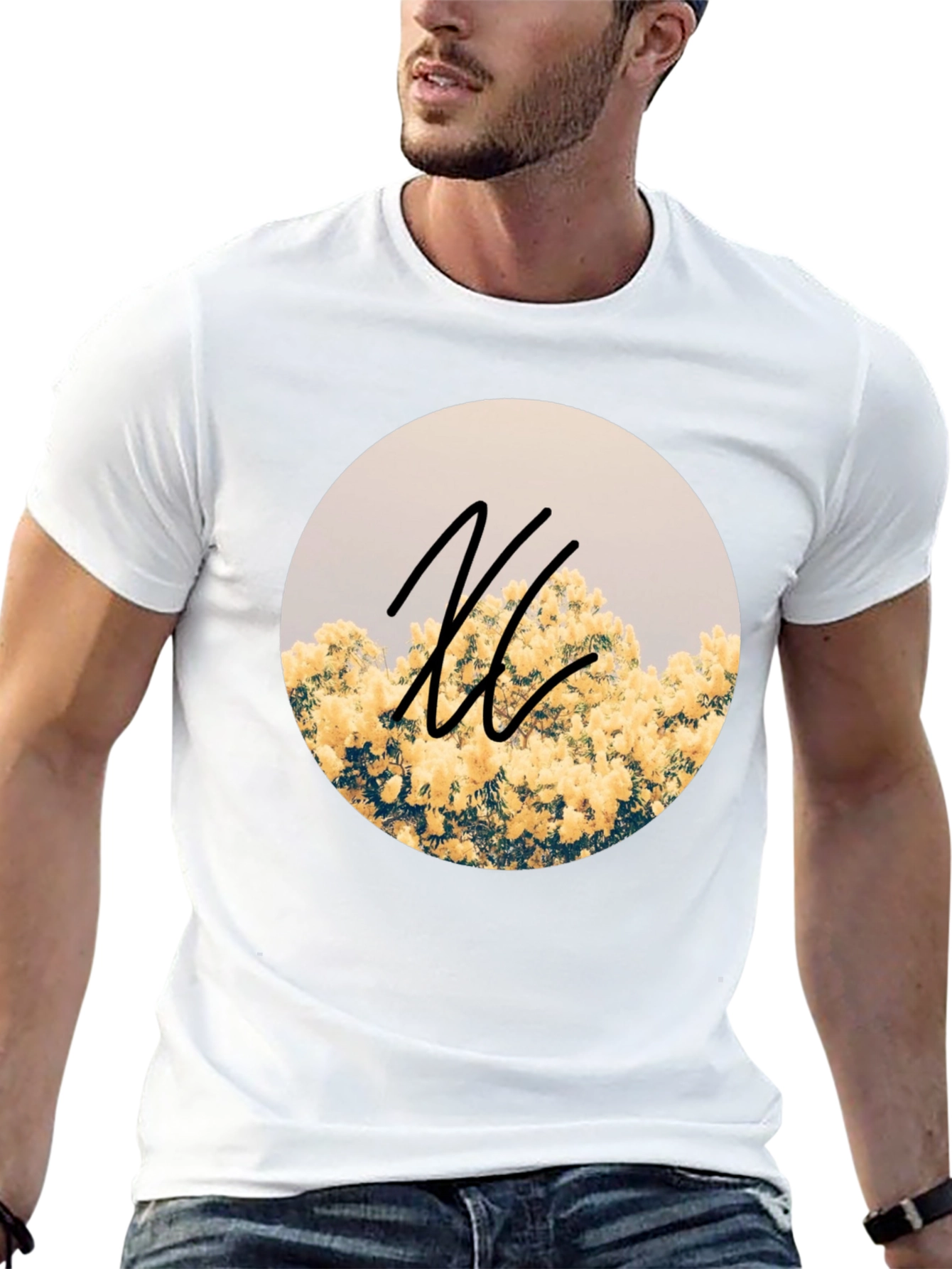 Floral Circle Graphic Black T-Shirt