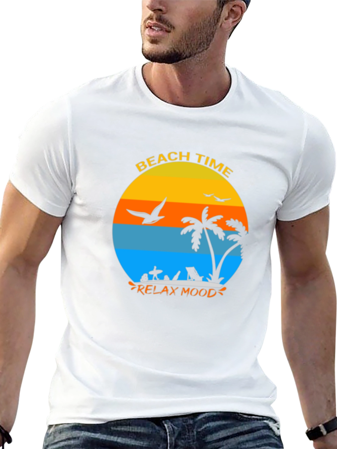 Beach Time Relax Mood Black T-Shirt