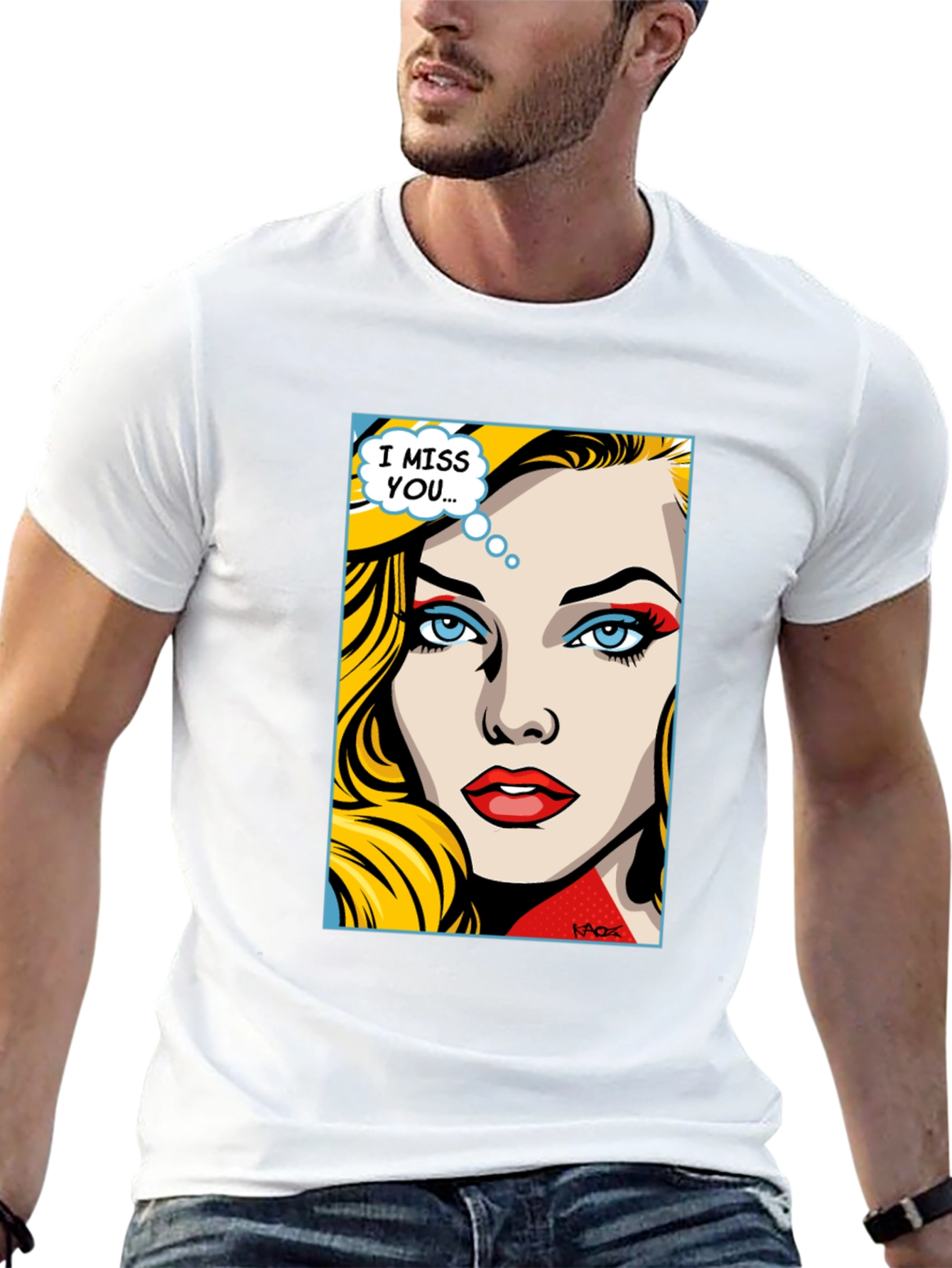 Pop Art I Miss You Graphic Tee - Black