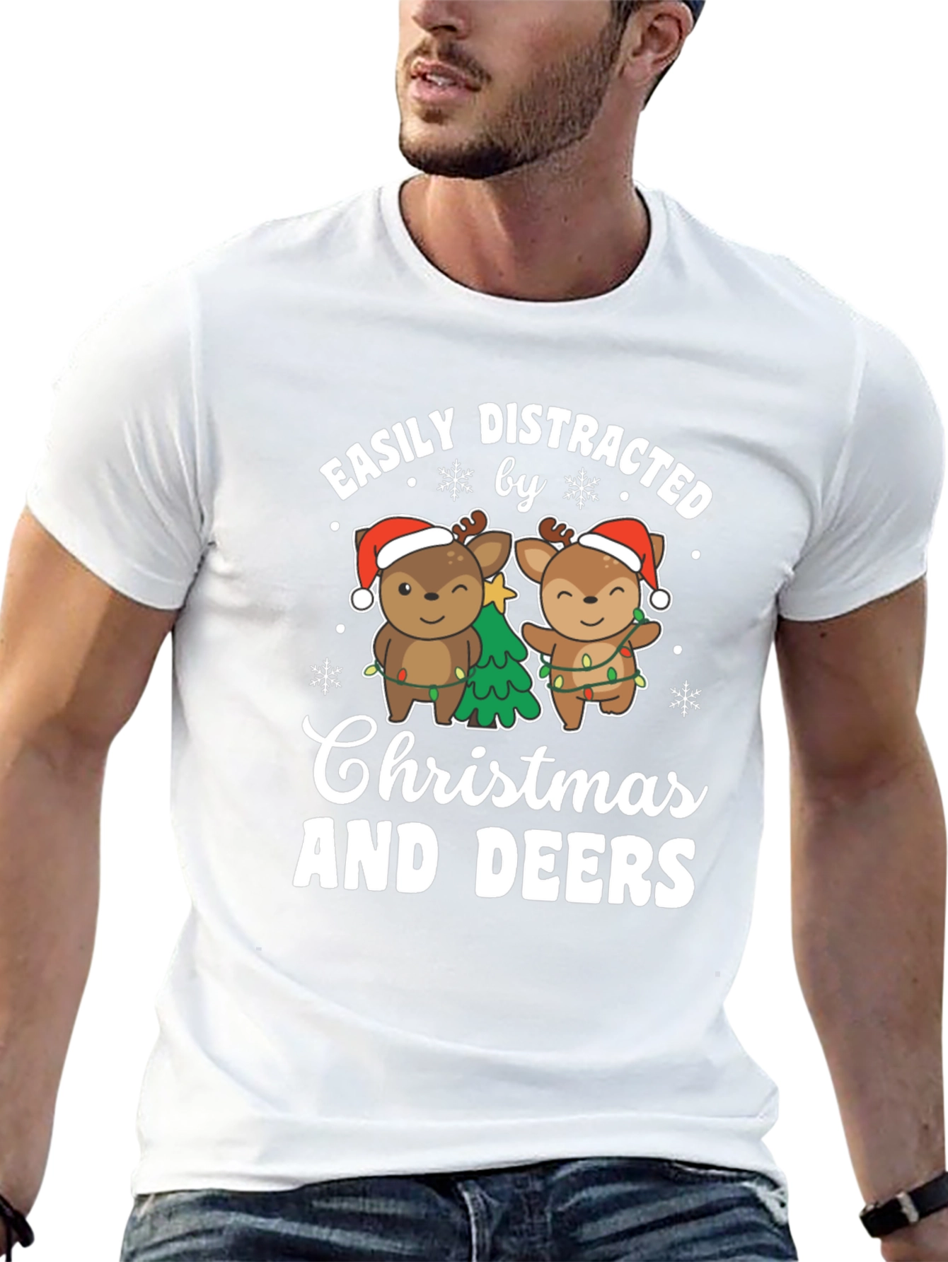 Easily Distracted by Christmas and Deers T-Shirt