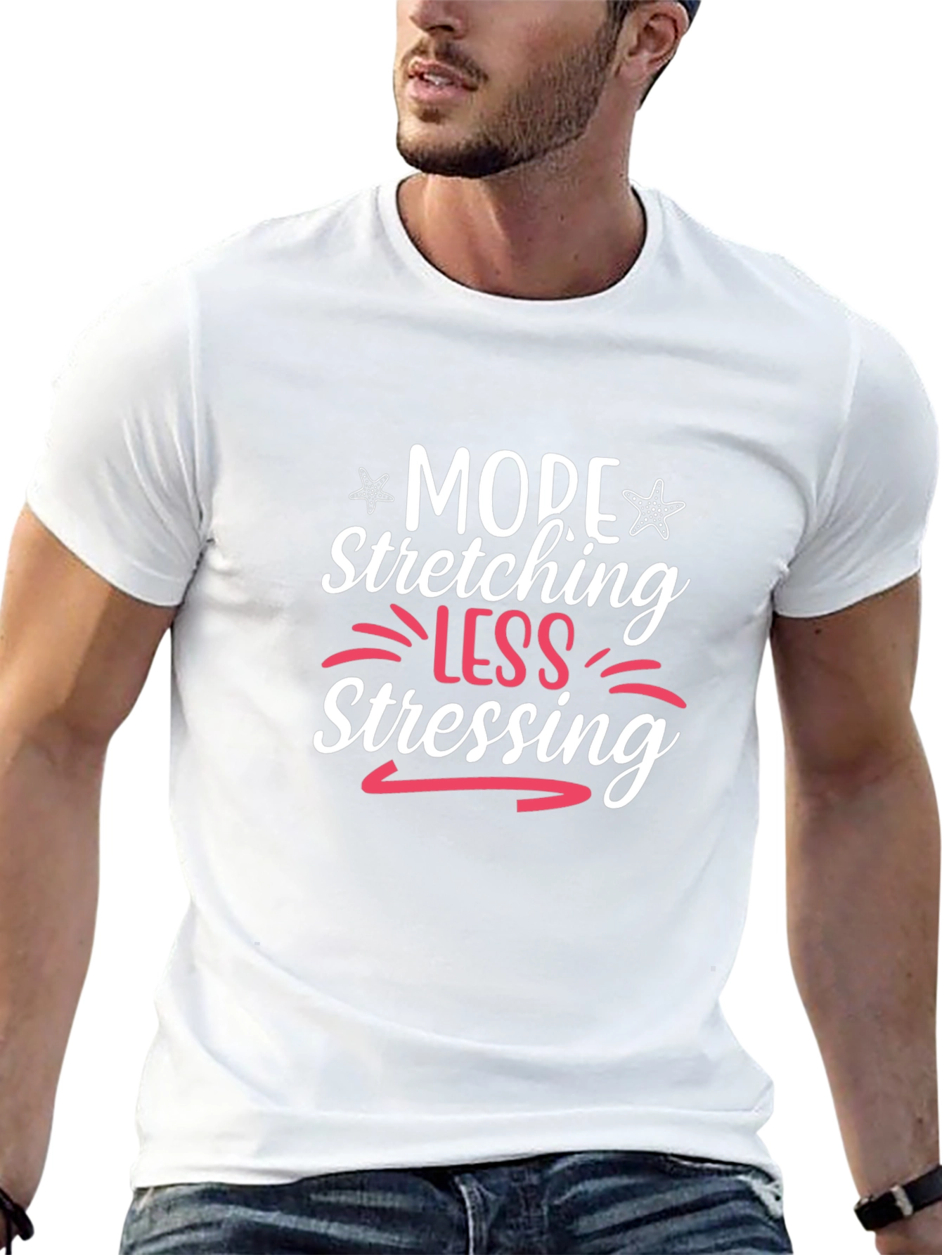 More Stretching Less Stressing Black T-Shirt
