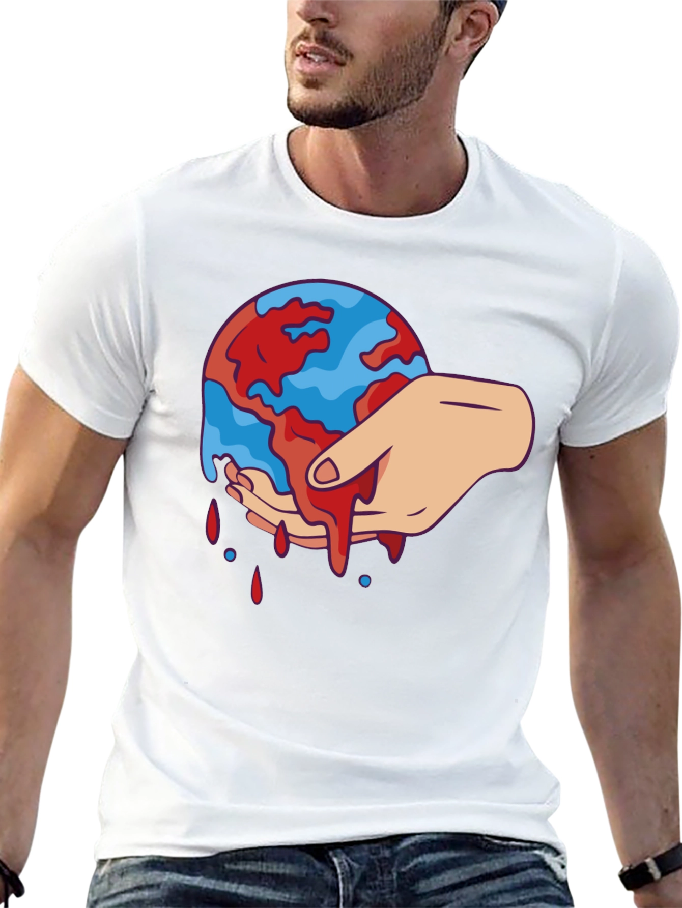 Bleeding Earth Graphic Tee - Black Cotton T-Shirt