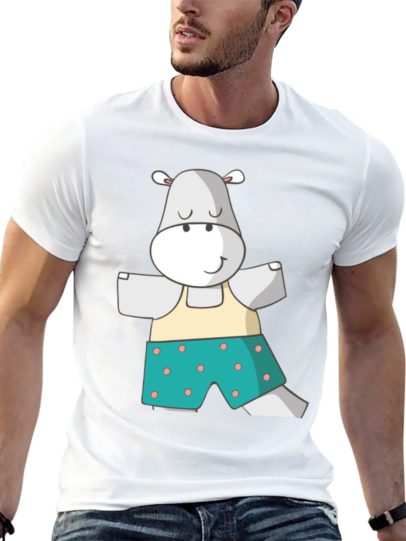 Hippo Yoga Pose T-Shirt - Funny Animal Cartoon Tee