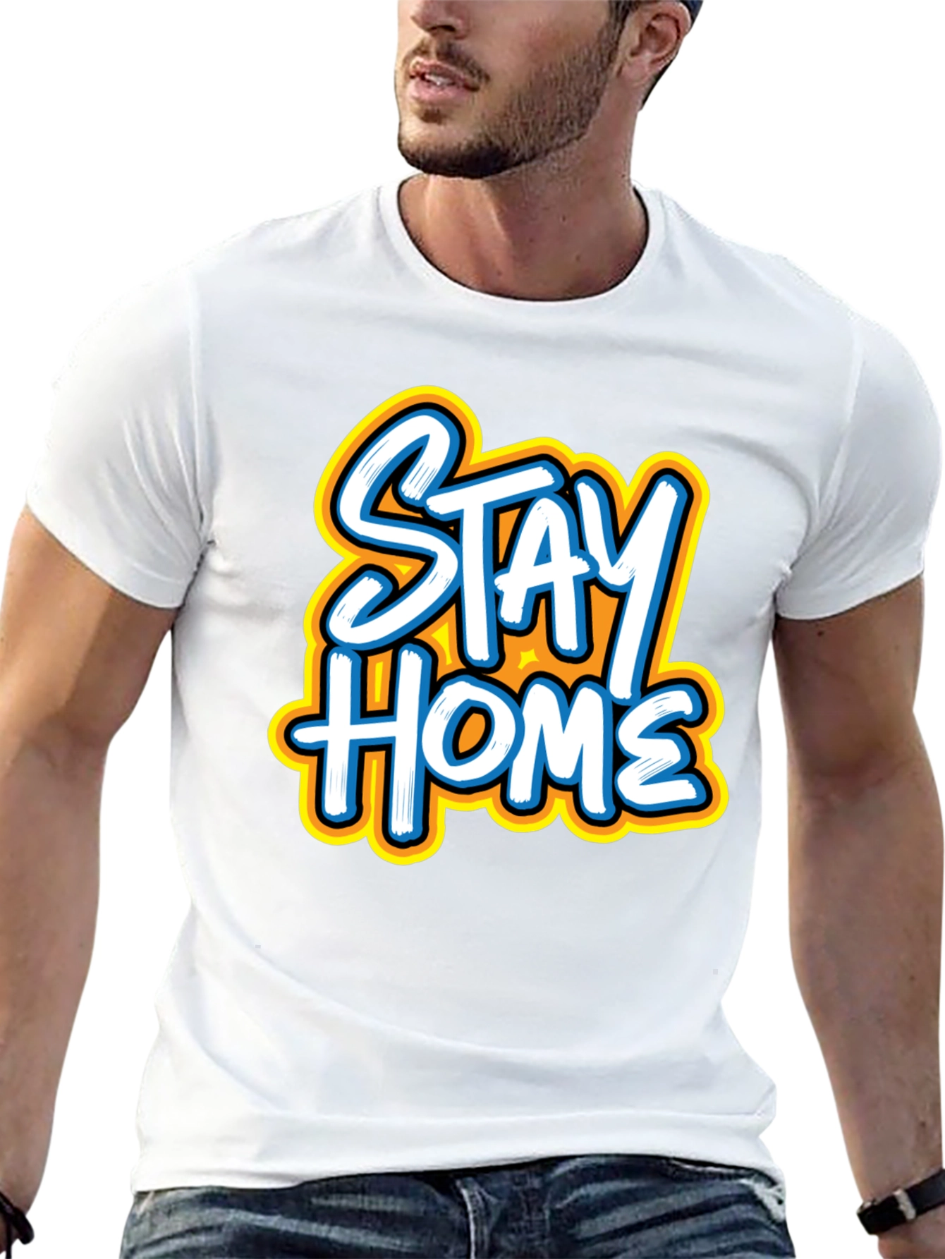 Stay Home Graphic Tee - Black Casual T-Shirt