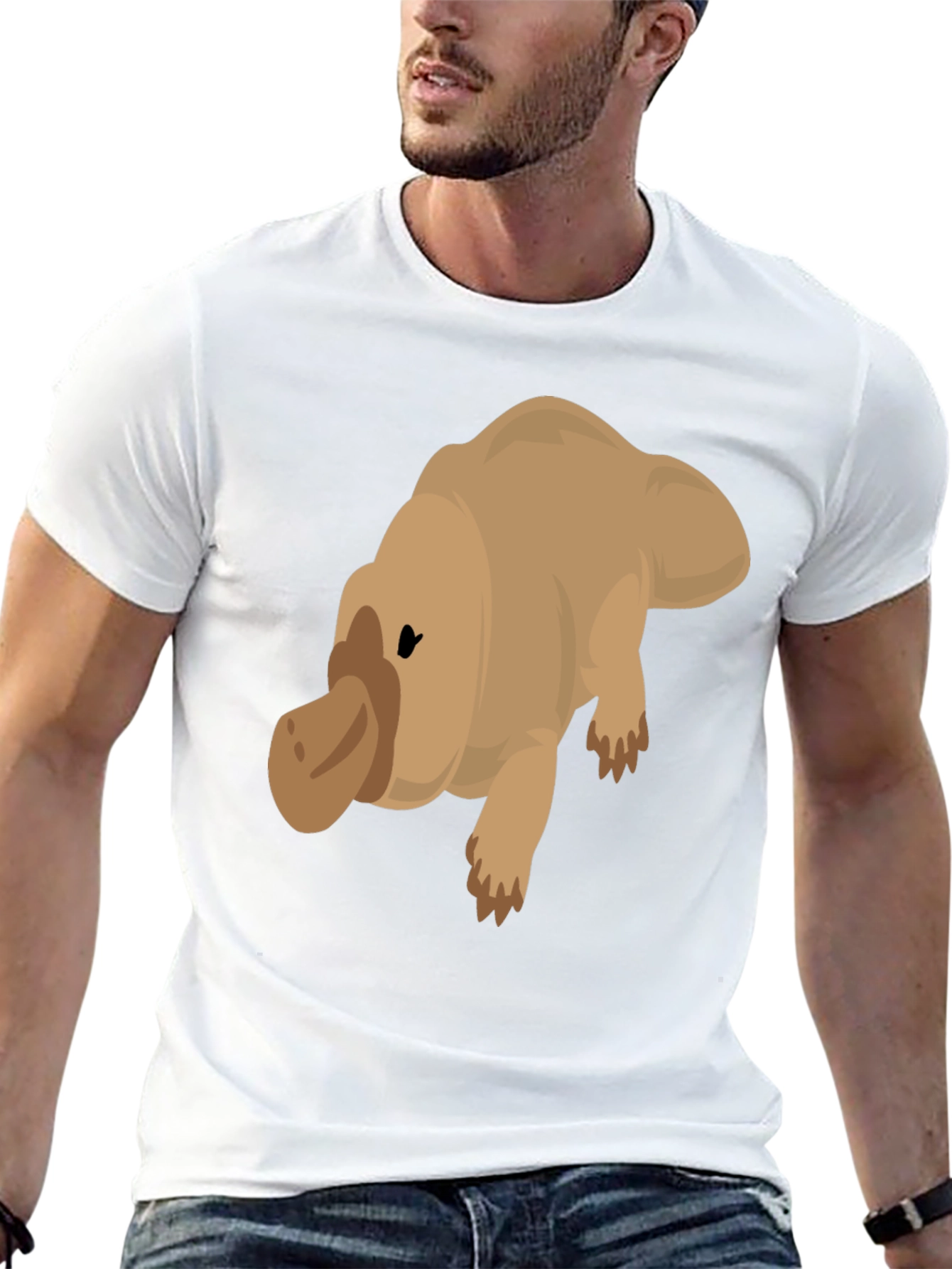 Cartoon Platypus Graphic Tee - Black T-Shirt