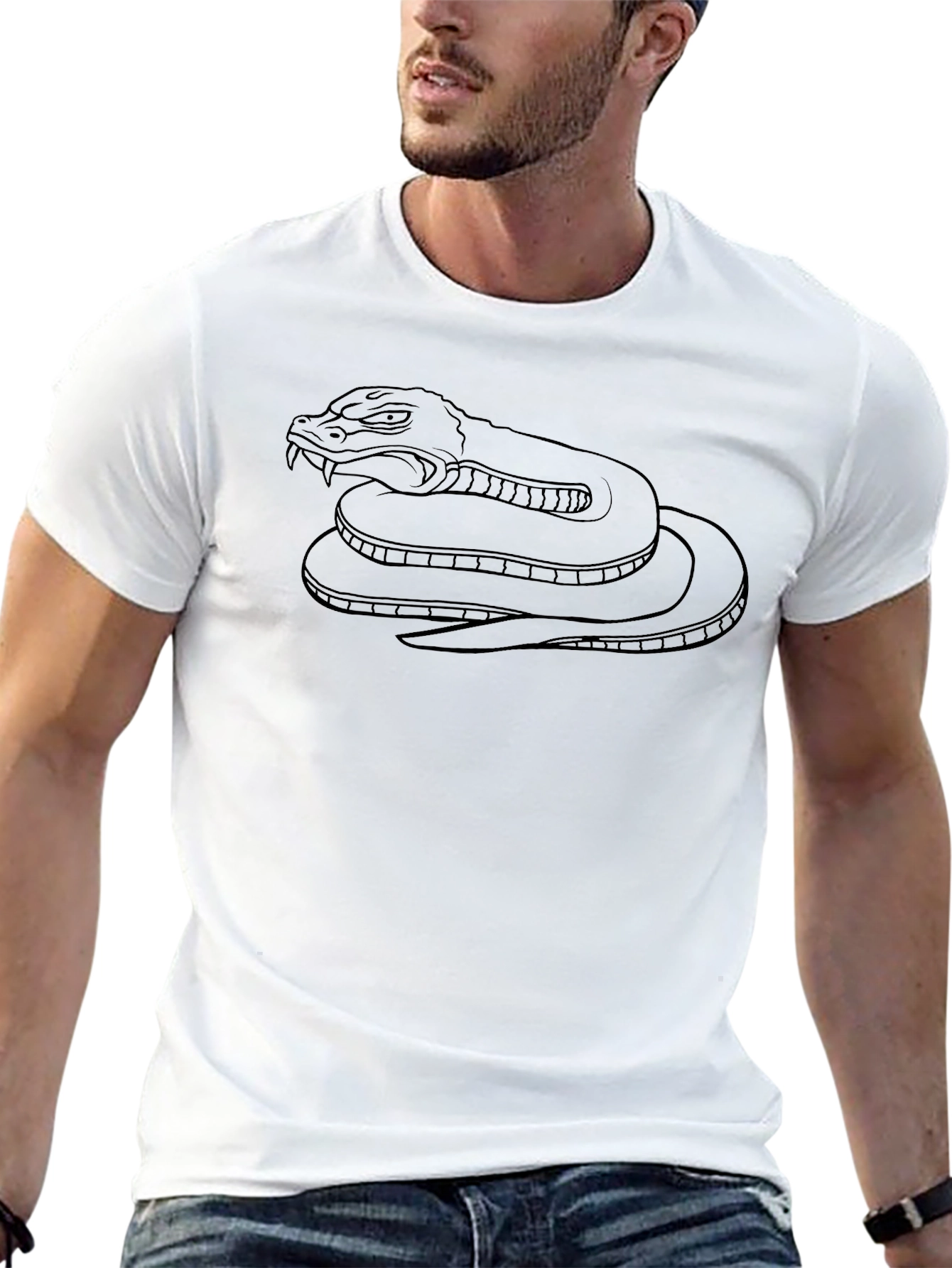 Mens Black Snake Graphic Tee