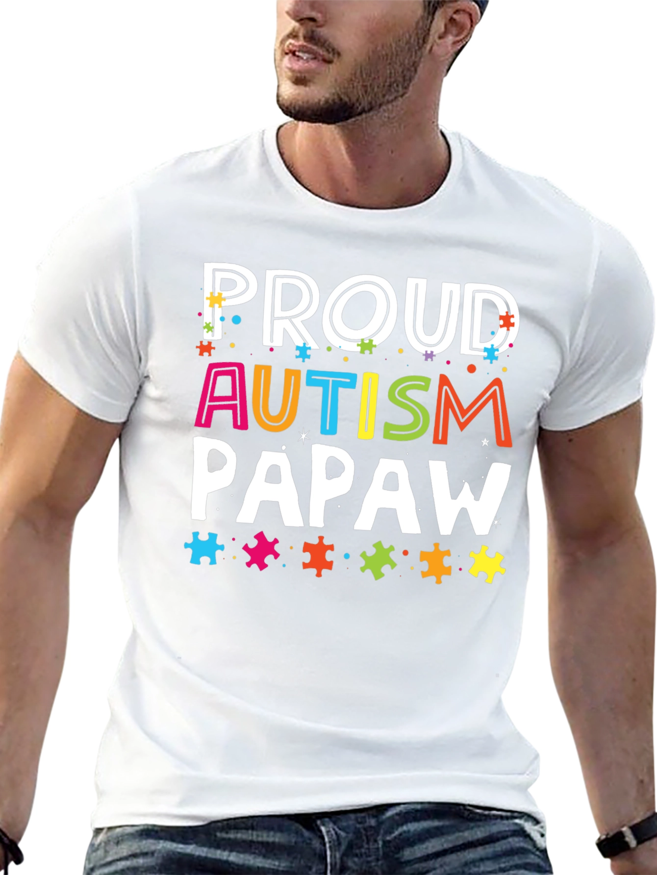 Proud Autism Papaw T-Shirt - Awareness Support Tee