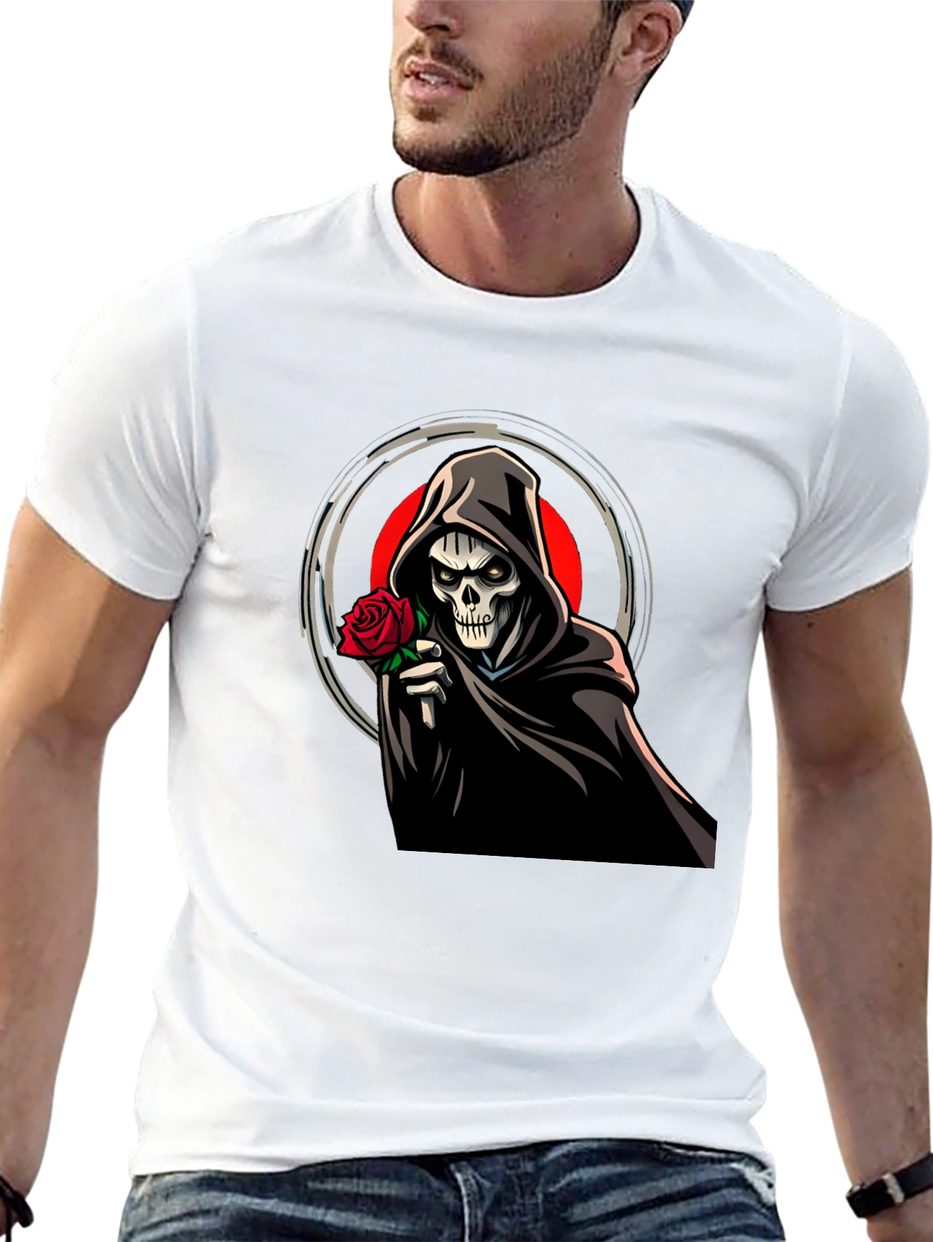 Grim Reaper Rose Graphic Black Tee