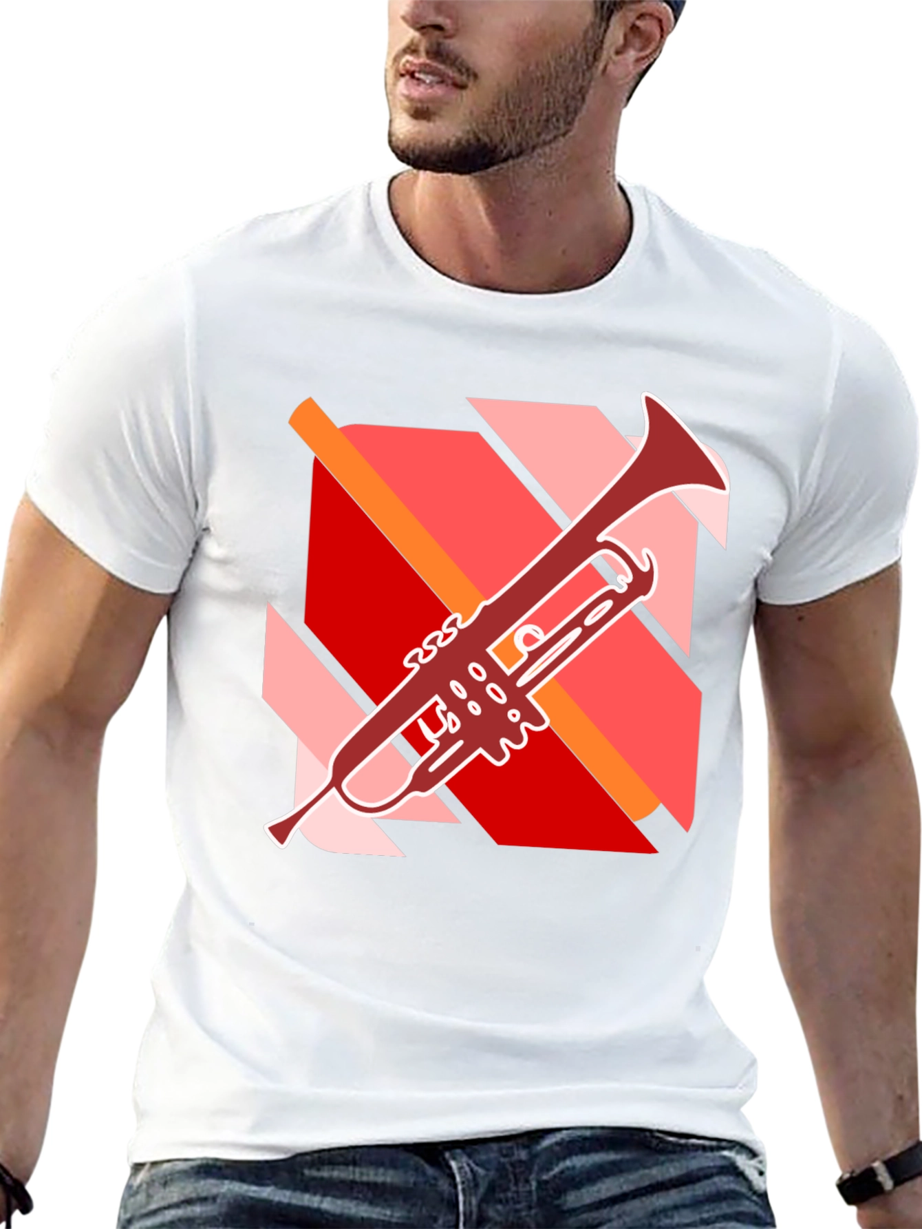 Abstract Trumpet Graphic Black T-Shirt