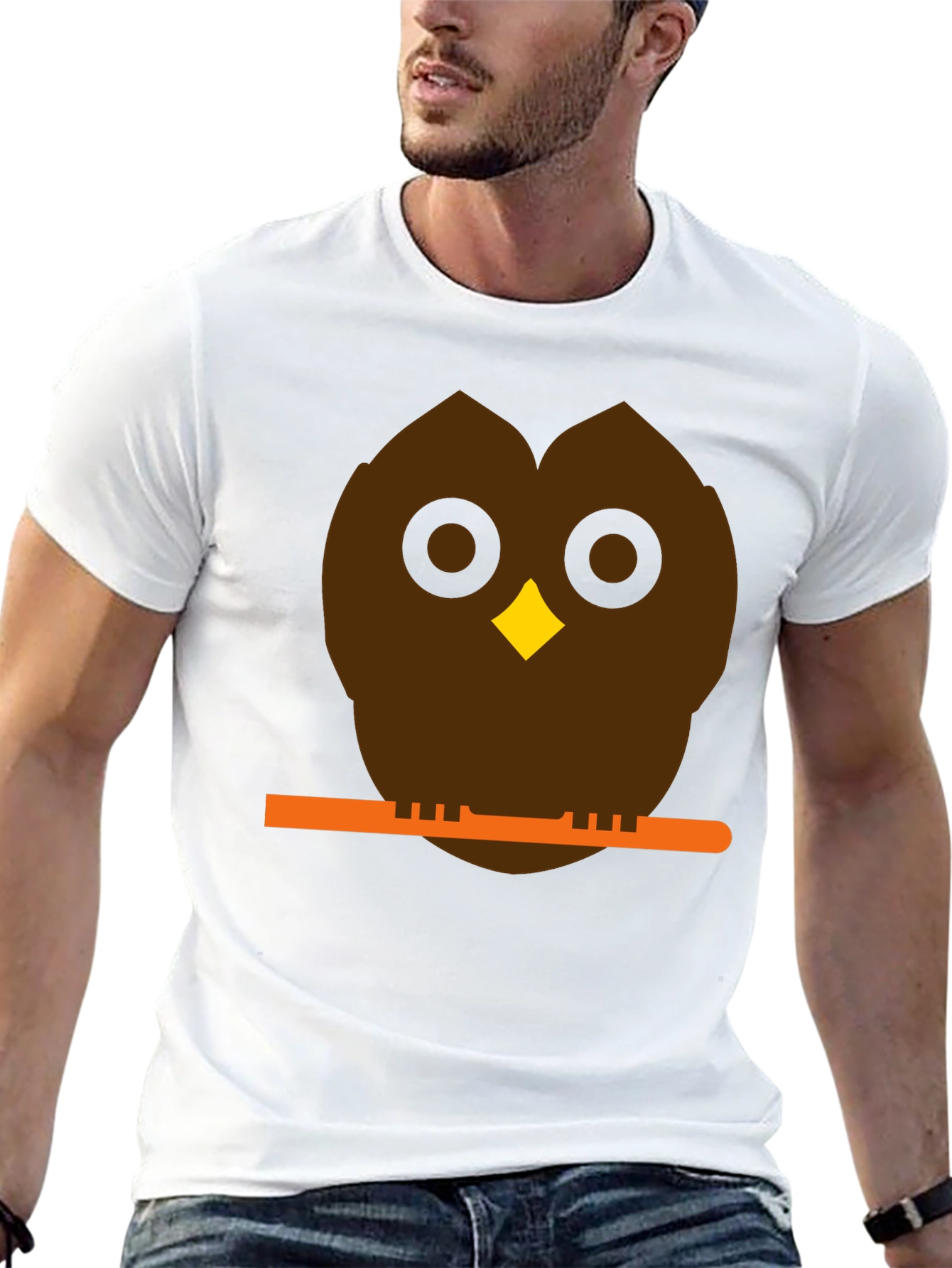 Owl on Branch Graphic Tee - Unisex Black T-Shirt
