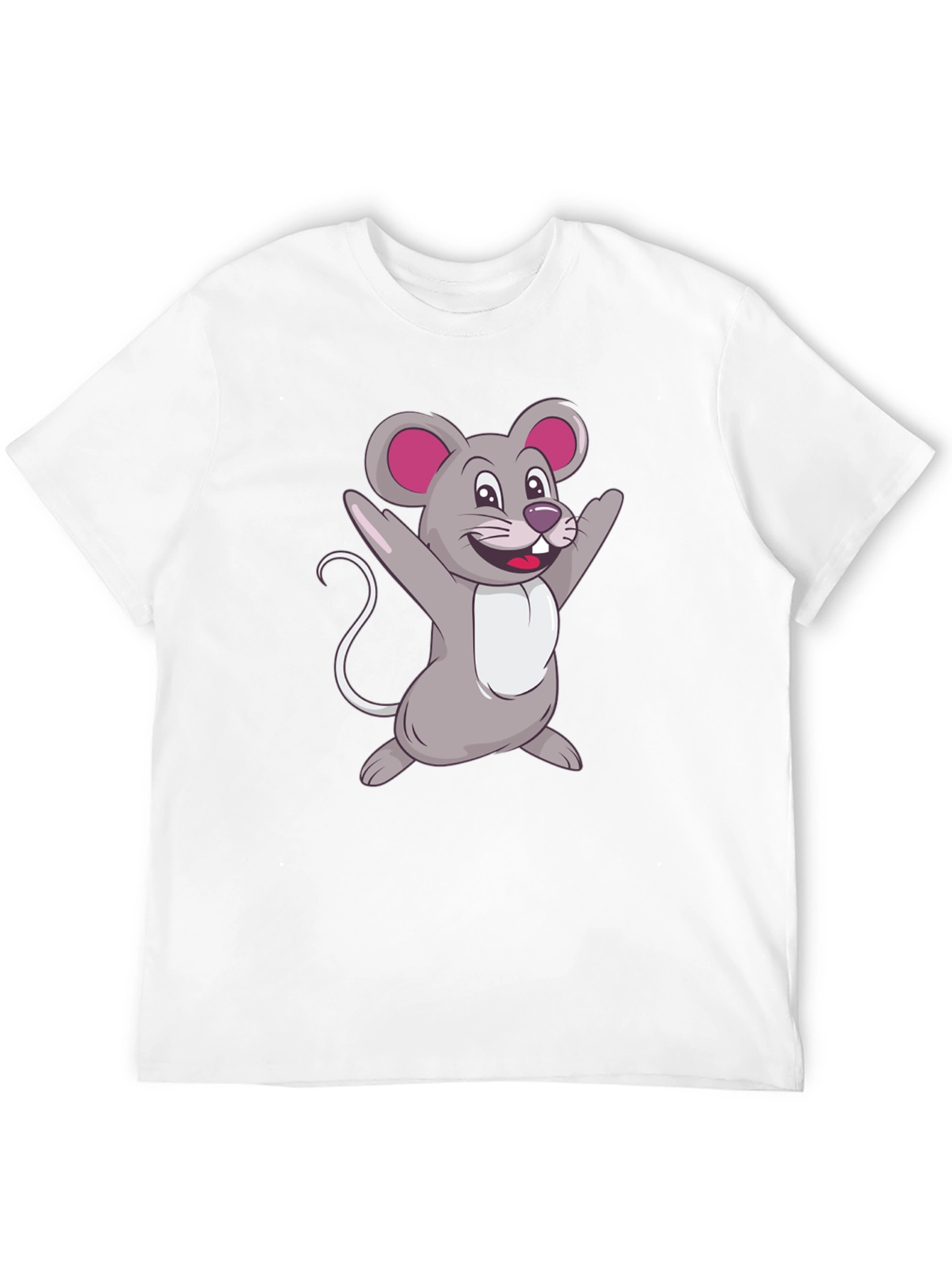 Cartoon Mouse Graphic Tee - Black Casual T-Shirt