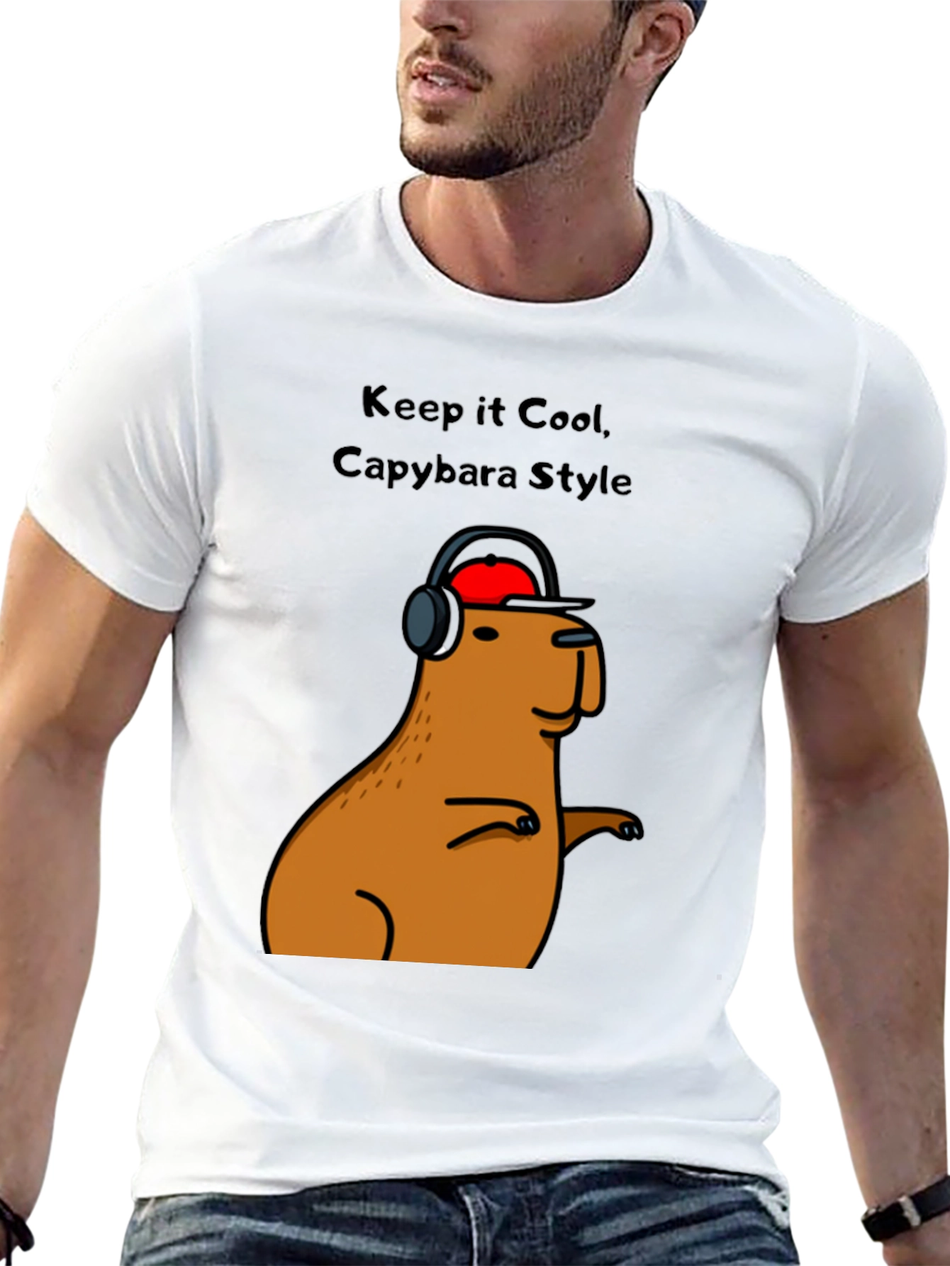 Cool Capybara Style Graphic Tee - Black