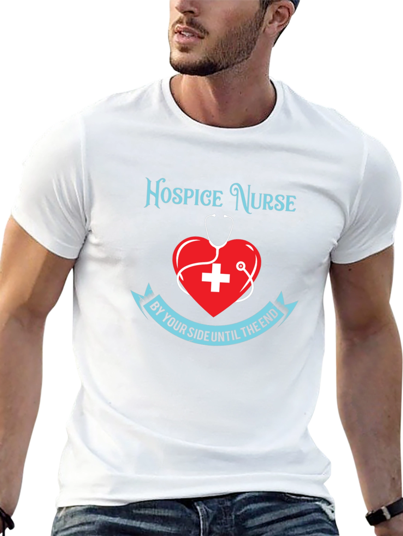 Hospice Nurse T-Shirt Heart Stethoscope