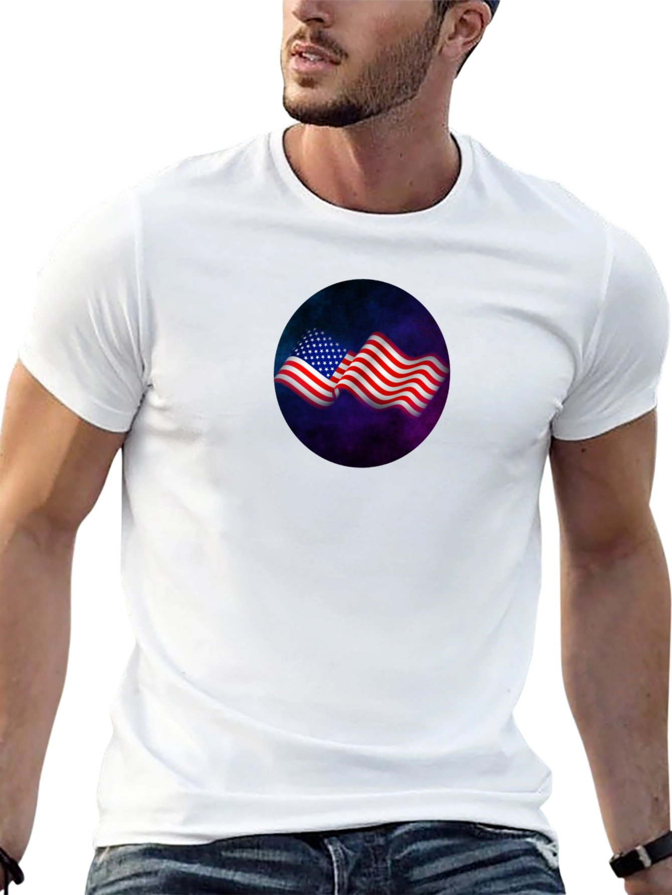 Patriotic Flag Graphic Tee - Black