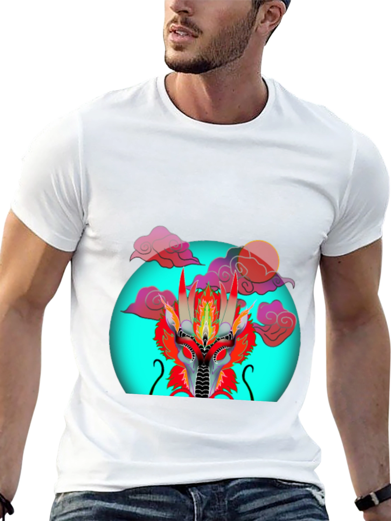 Dragon Head Graphic Print Black T-Shirt