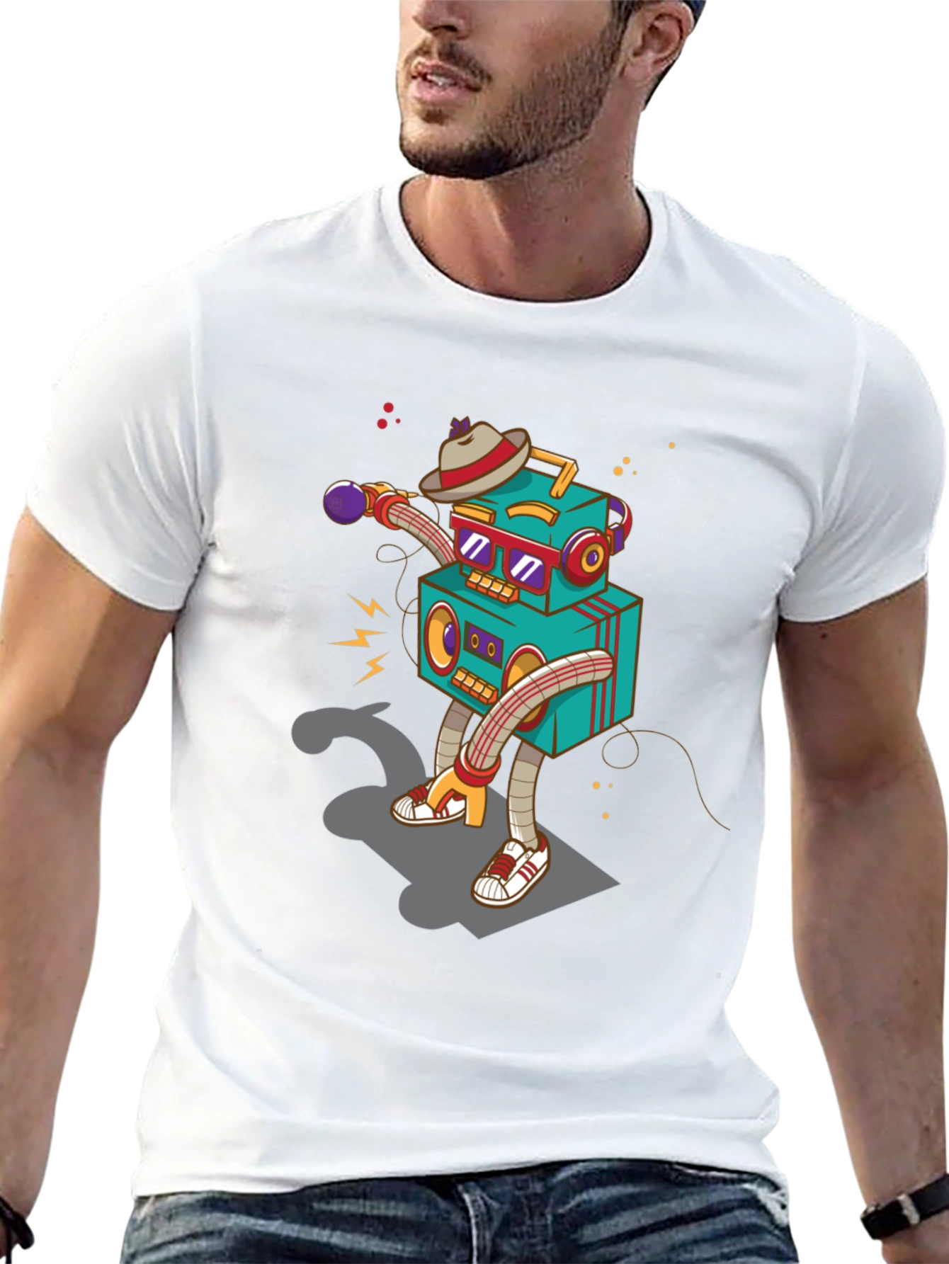 Robot DJ Graphic T-Shirt - Cool Design