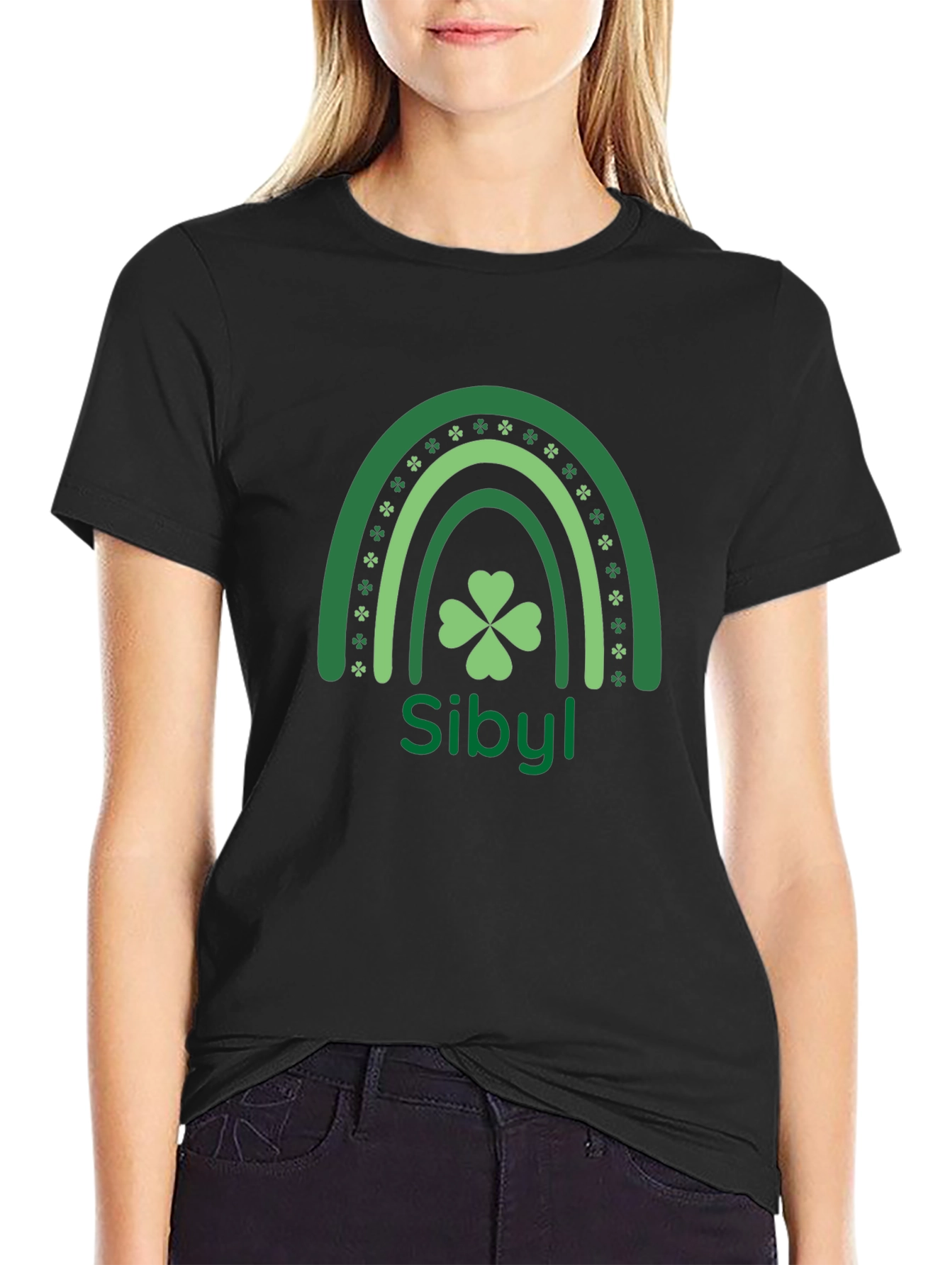 St. Patricks Day Sibyl Rainbow Clover T-Shirt