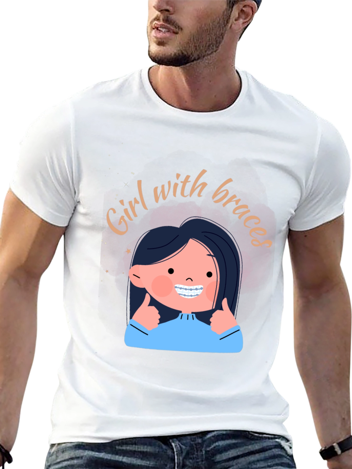 Girl with Braces Graphic Tee - Black