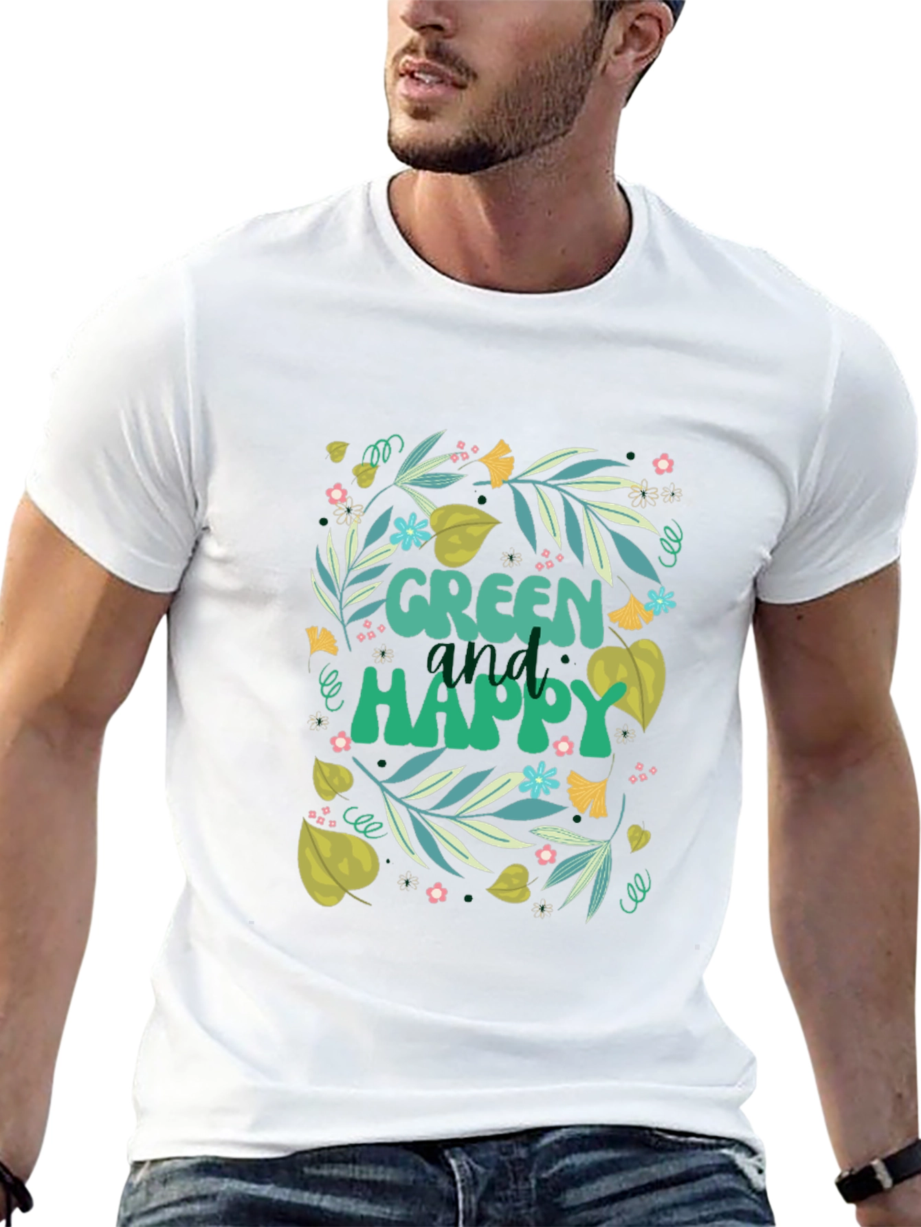Green and Happy Graphic Tee