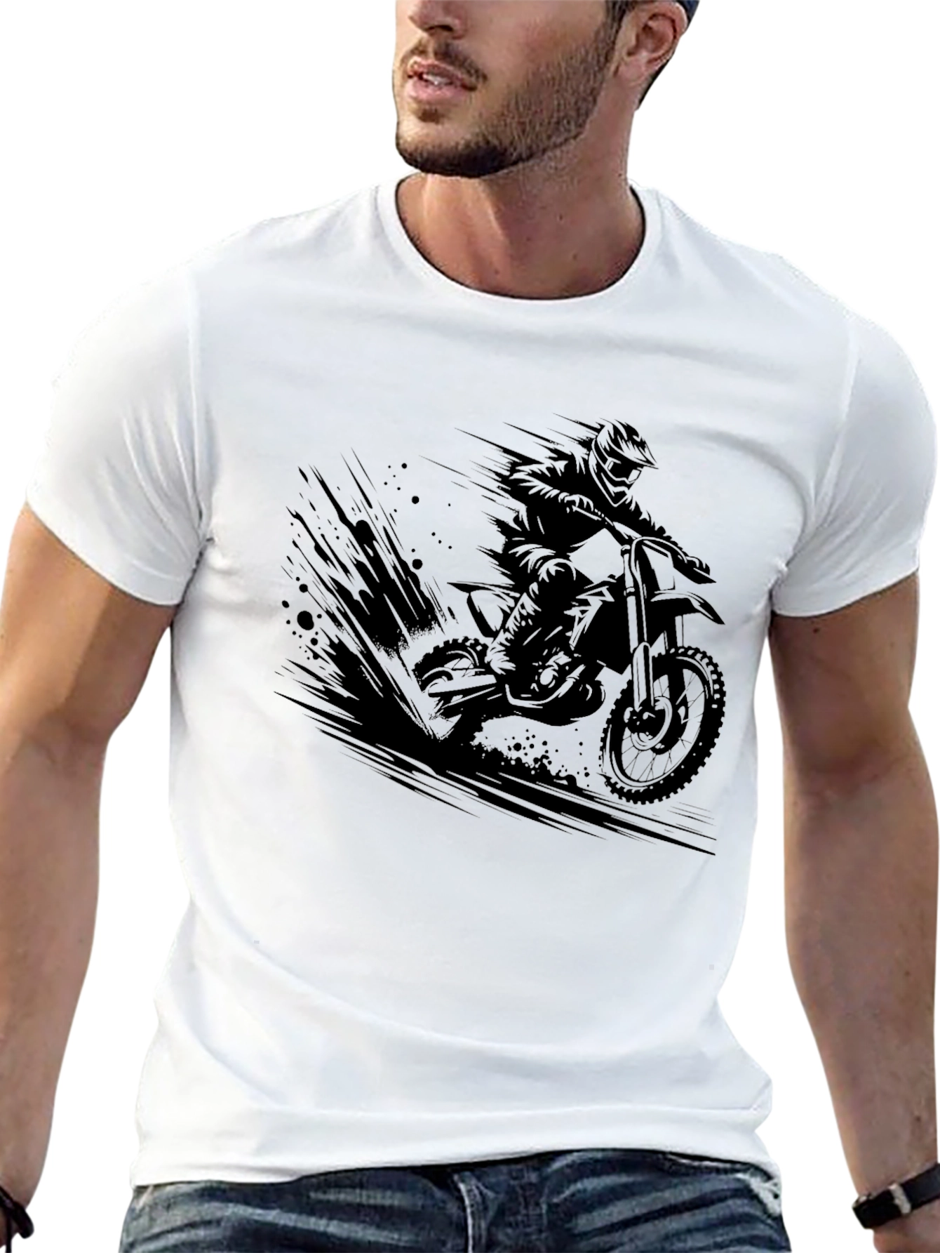 Mens Black Motocross Graphic Tee