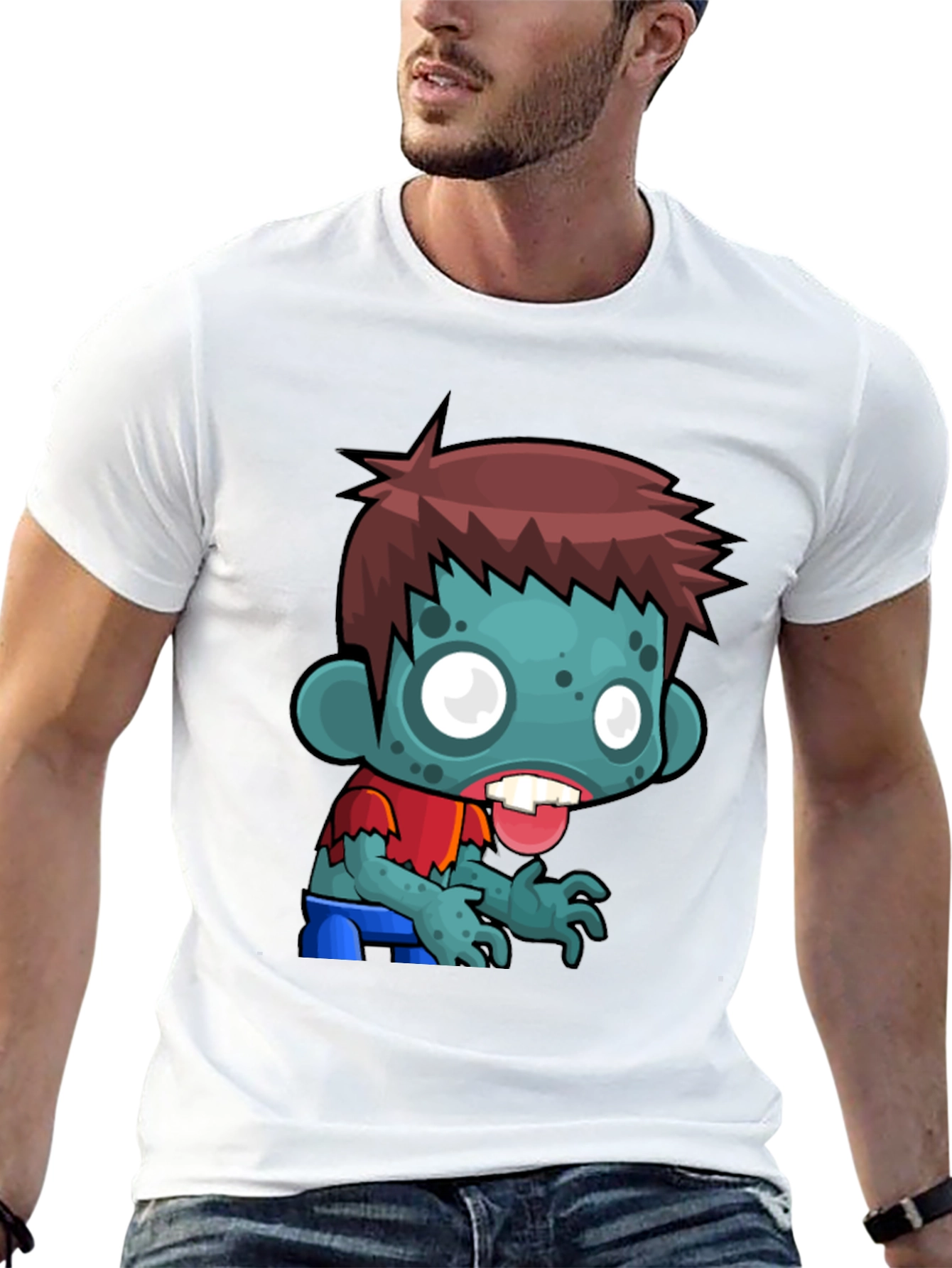 Cartoon Zombie Graphic Tee - Soft Cotton Blend
