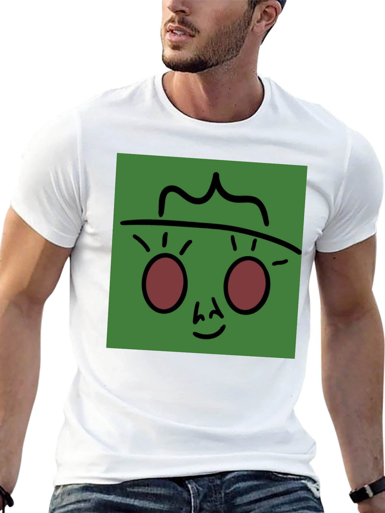 Funky Face Graphic Tee - Black Cotton Blend