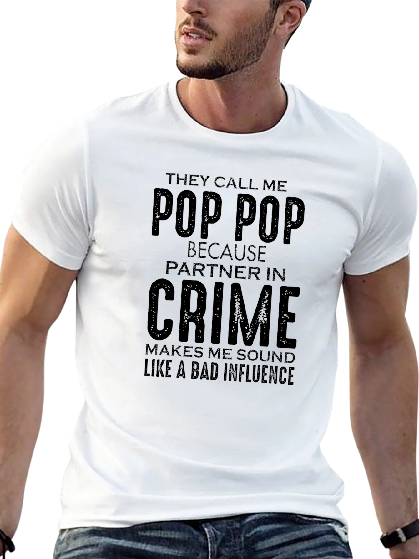 Pop Pop Partner in Crime T-Shirt Funny Grandpa Tee