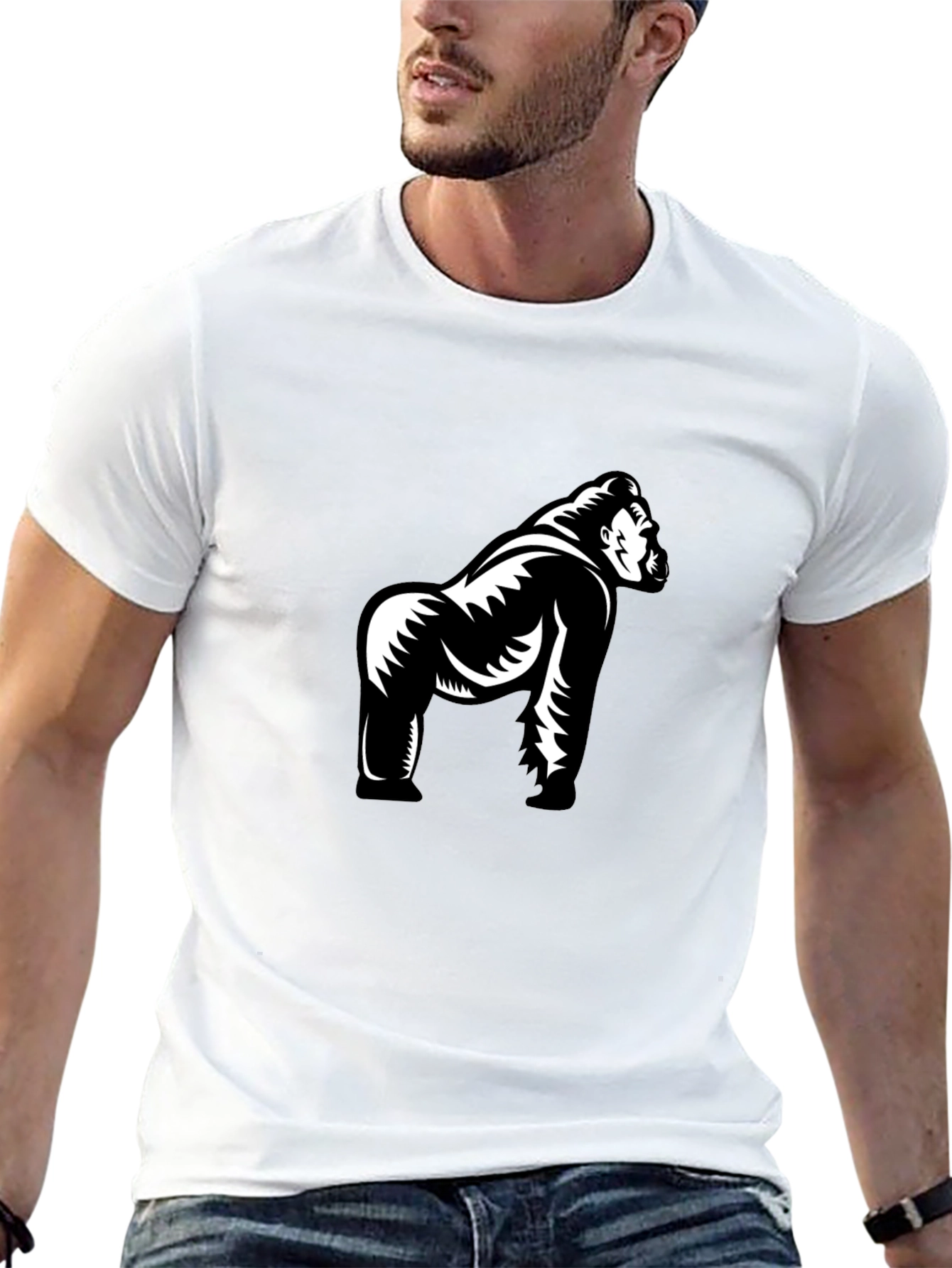 Gorilla Graphic Tee - Stylish Black Cotton T-Shirt