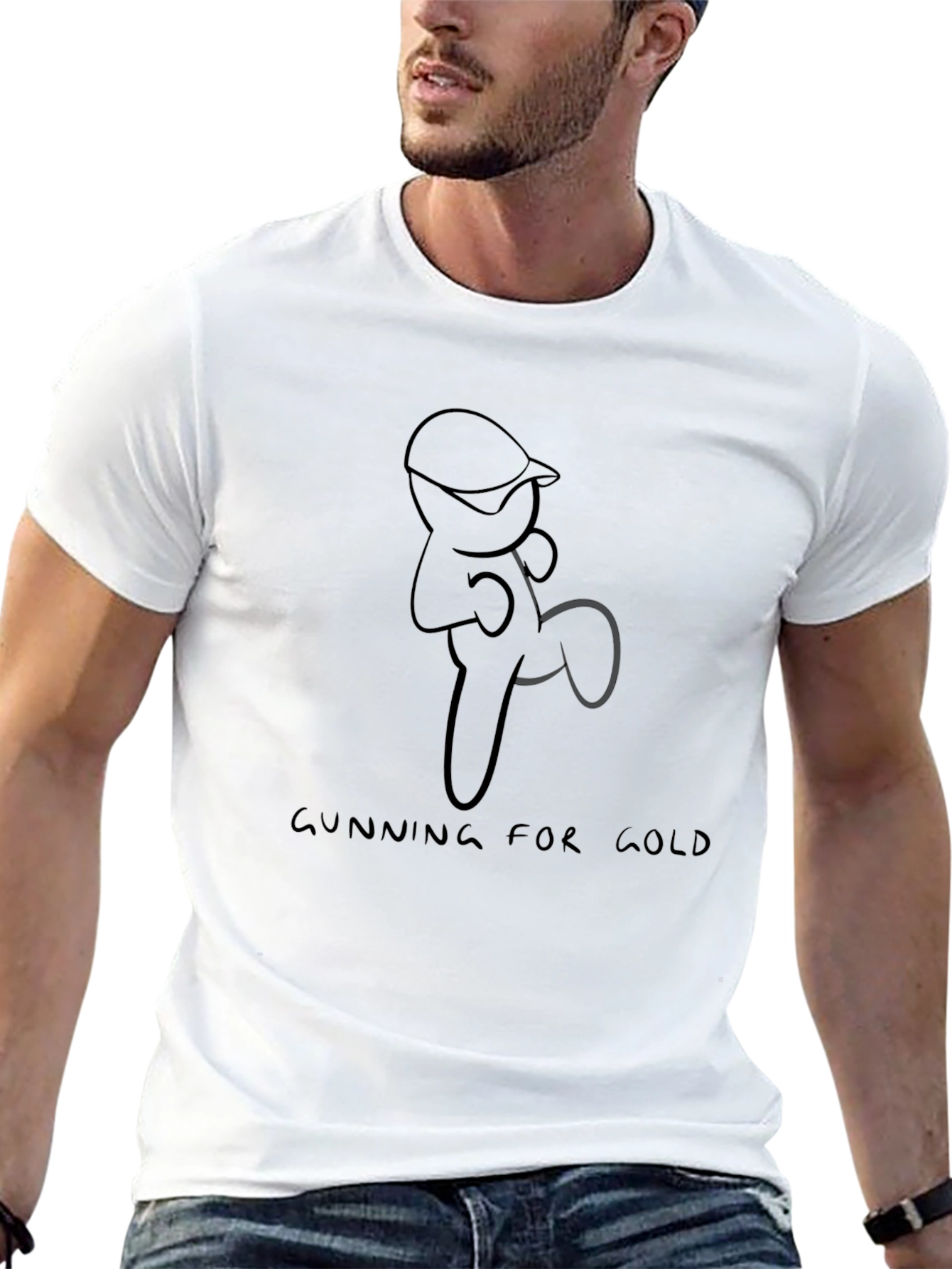 Gunning for Gold Black Tee - Unique Design