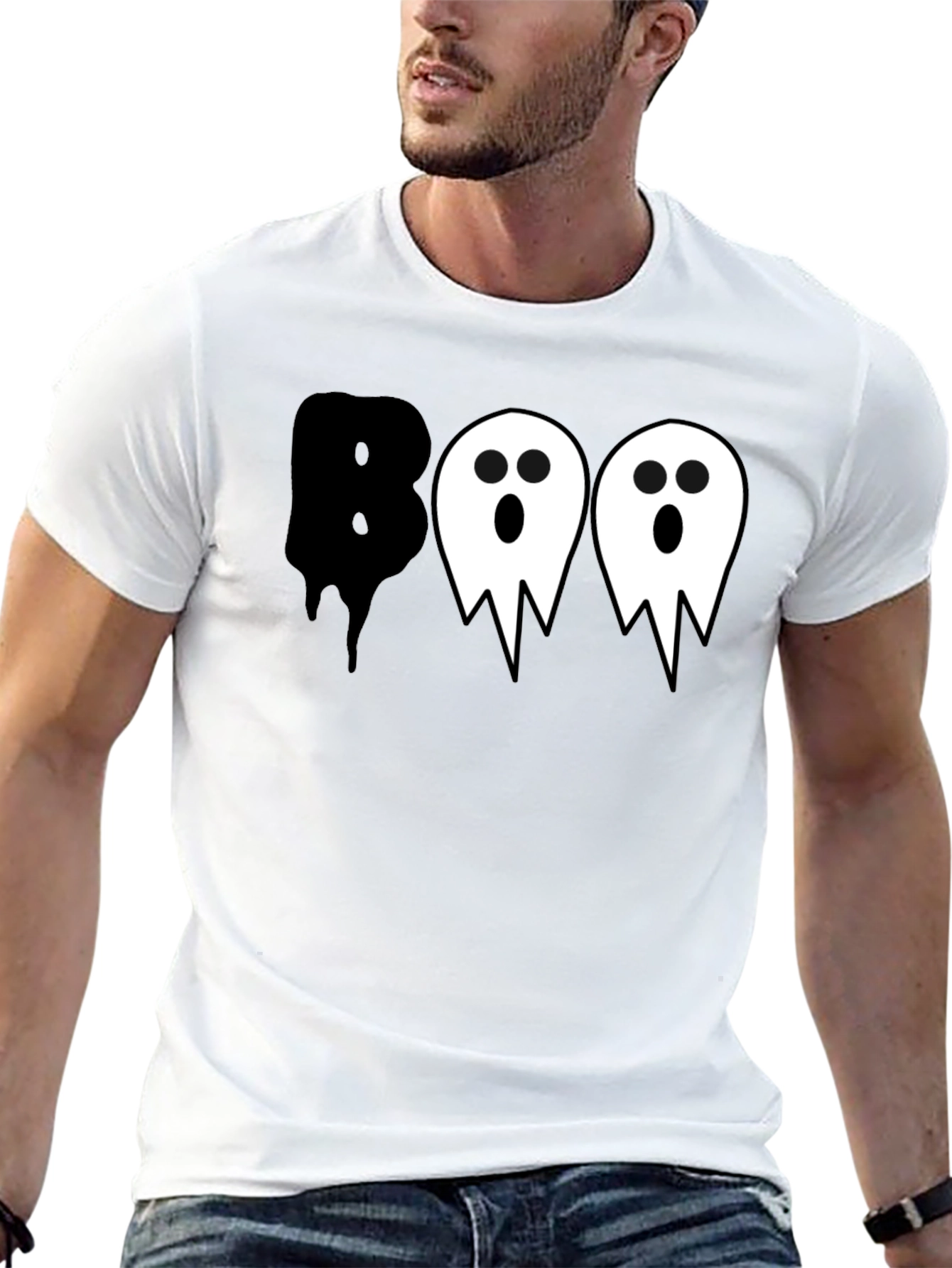 Boo Ghost Halloween Graphic T-Shirt